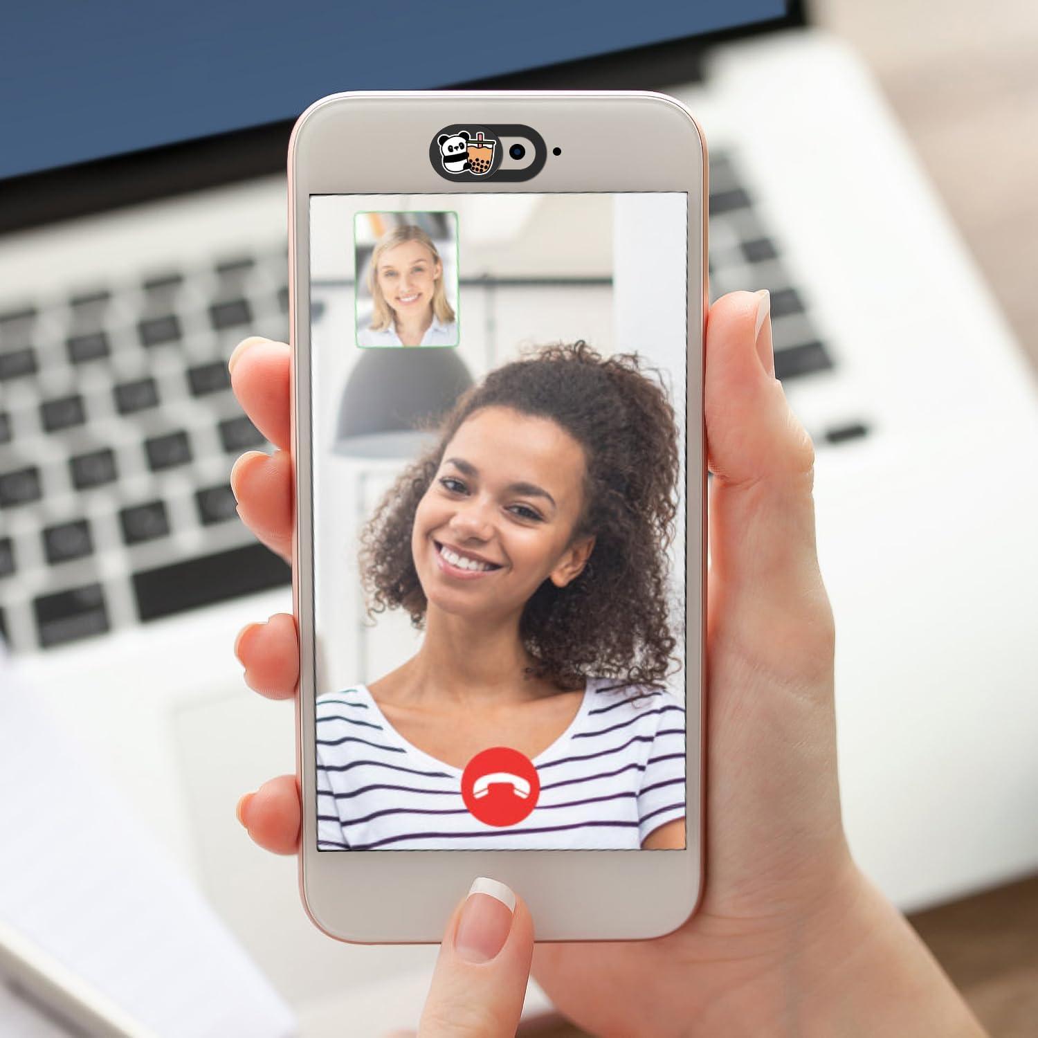 Cubierta de Webcam Deslizante HKDGYHON Panda Negra - Protección Privacidad