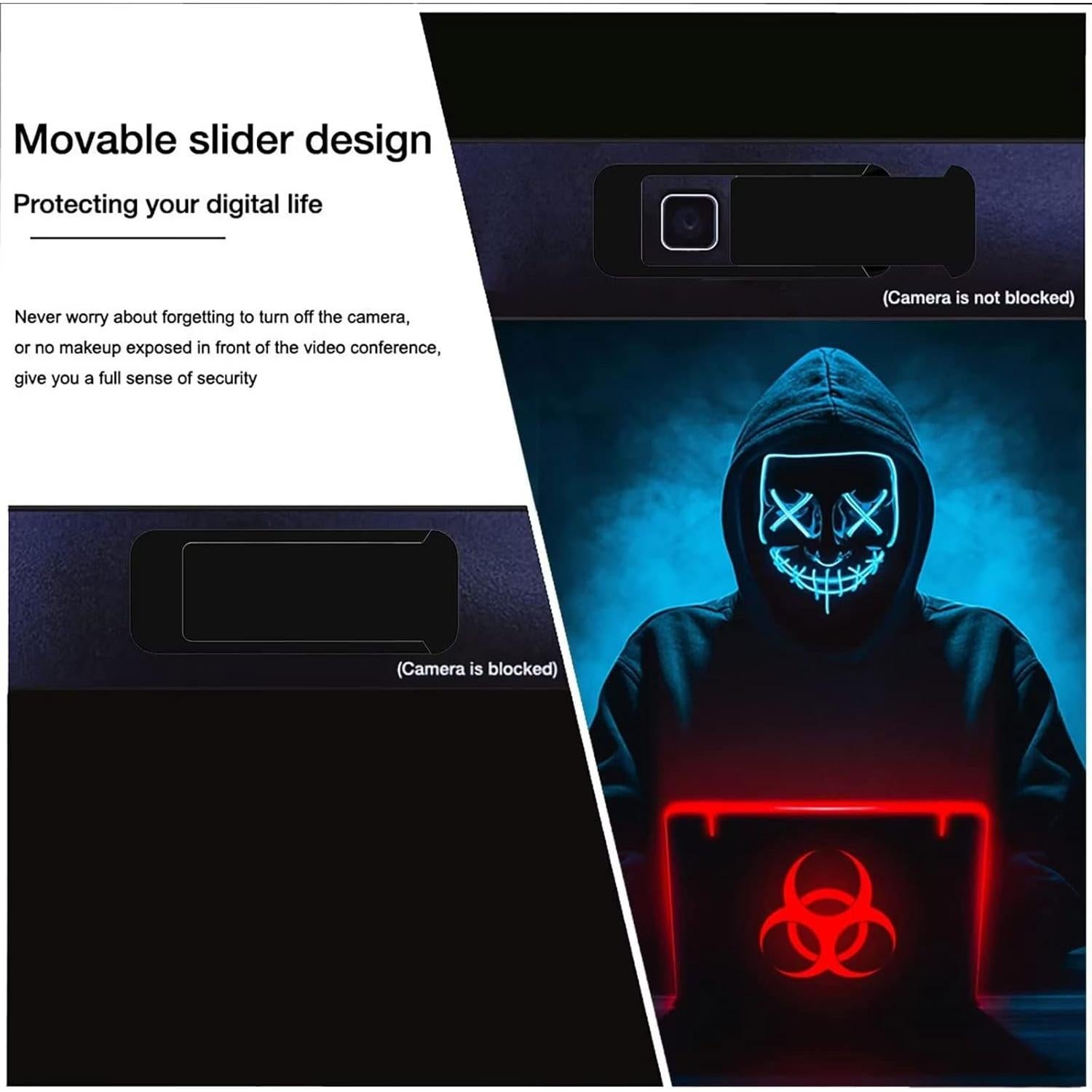 Cubierta deslizante para cámara YOOWAY - 3 Paquetes - Negro