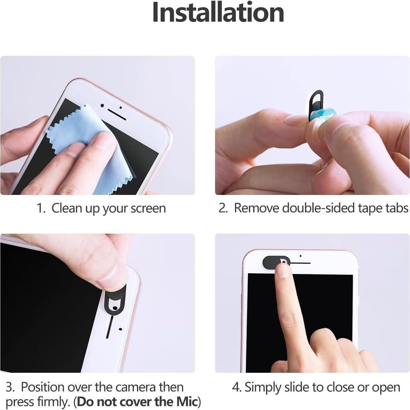 Cubierta deslizante para cámara YOOWAY - 3 Paquetes - Negro