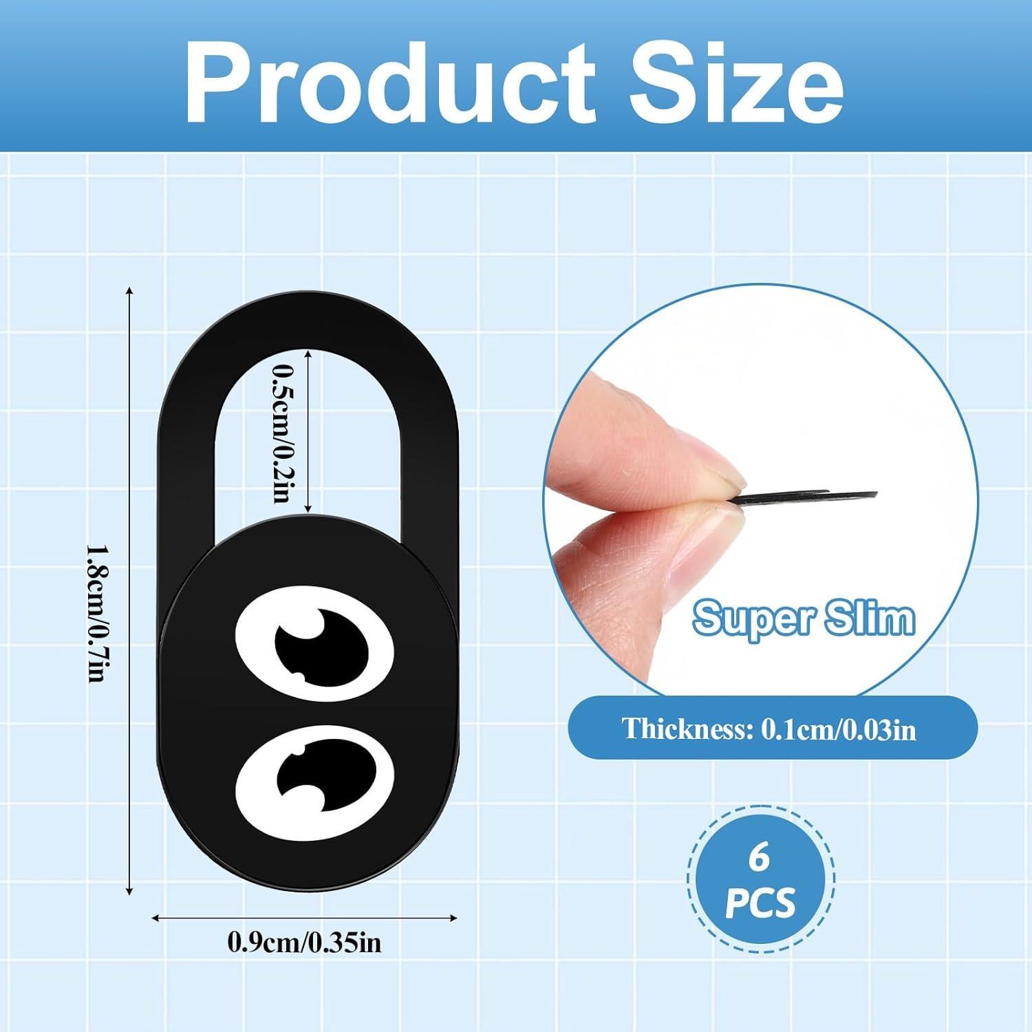 Cubierta de Cámara Web Deslizante 8 Piezas Psyqtsuary - Negro