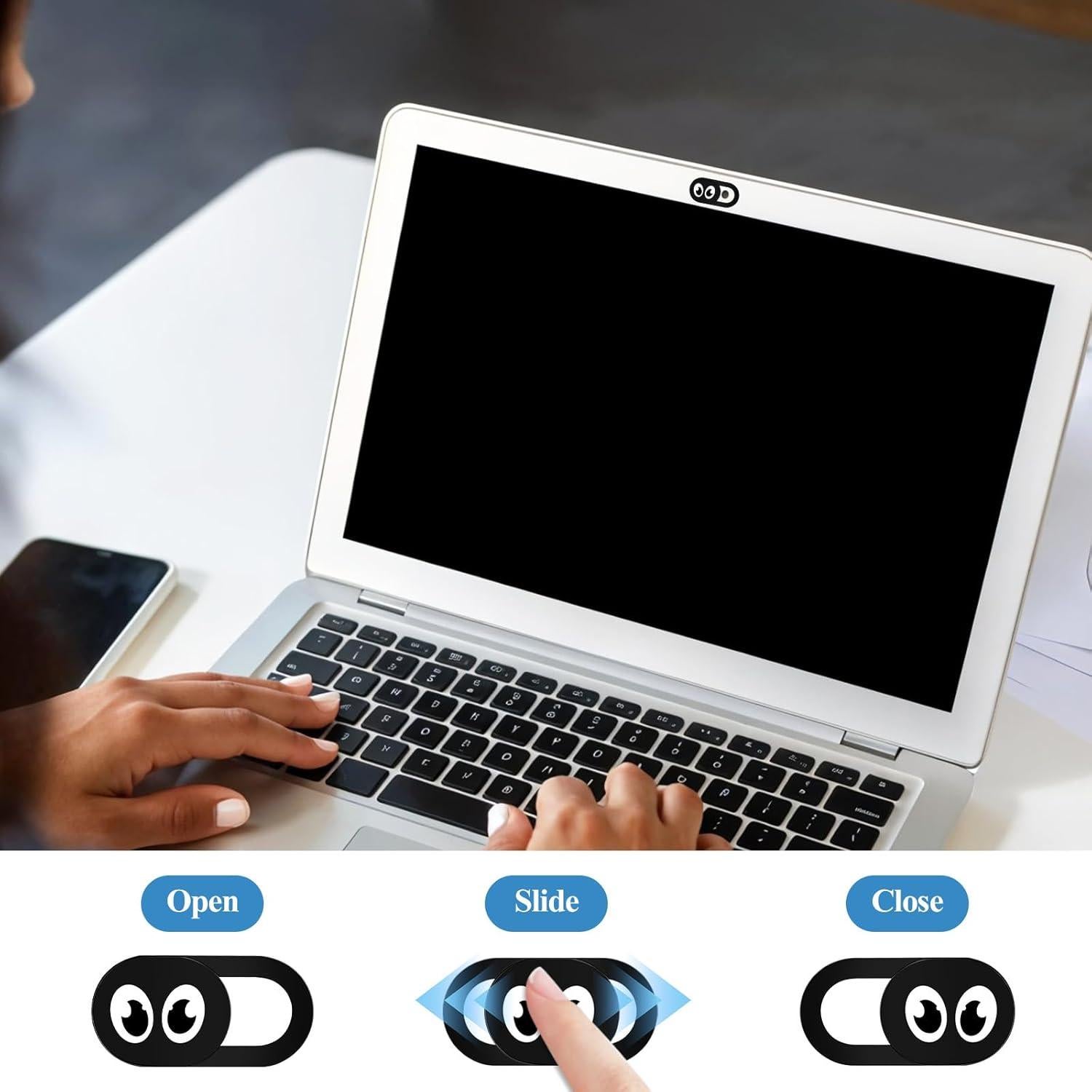 Cubierta de Cámara Web Deslizante 8 Piezas Psyqtsuary - Negro