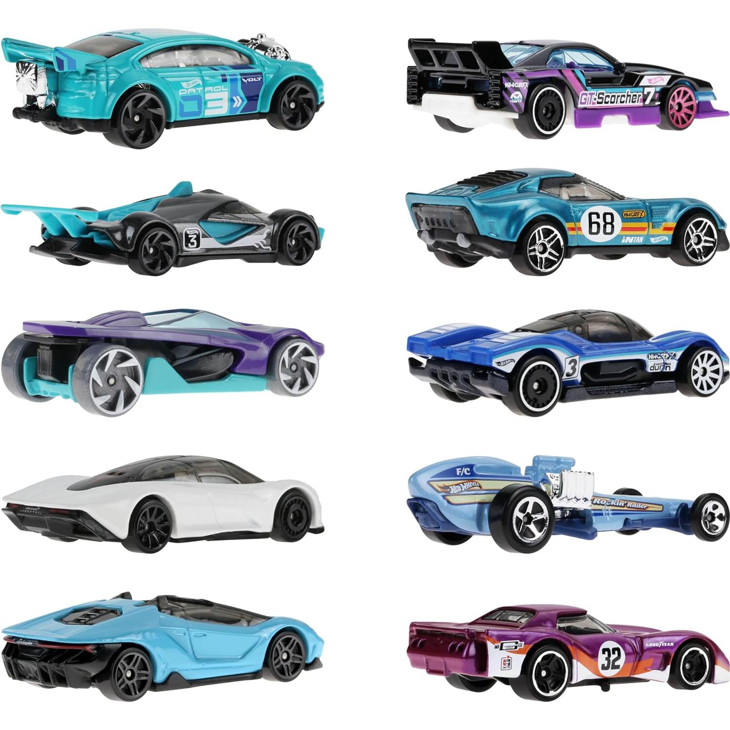 Paquete de 10 coches Hot Wheels a escala 1:64 para niños