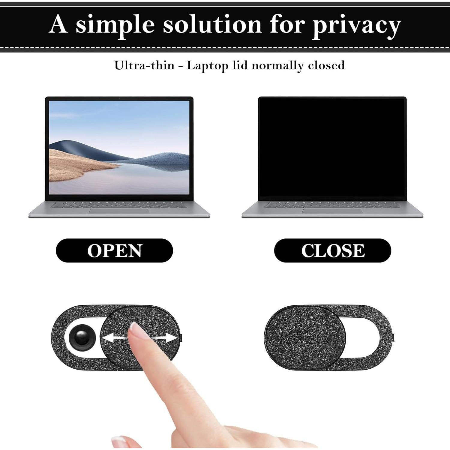 12 Piezas Cubierta de Webcam JIYIN Anti-Mirón Negra