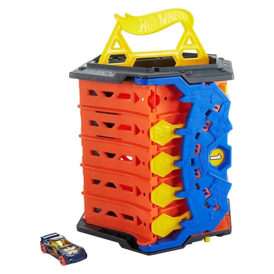 Pista de Carrera Hot Wheels Roll Out 5 Carriles con Almacenamiento