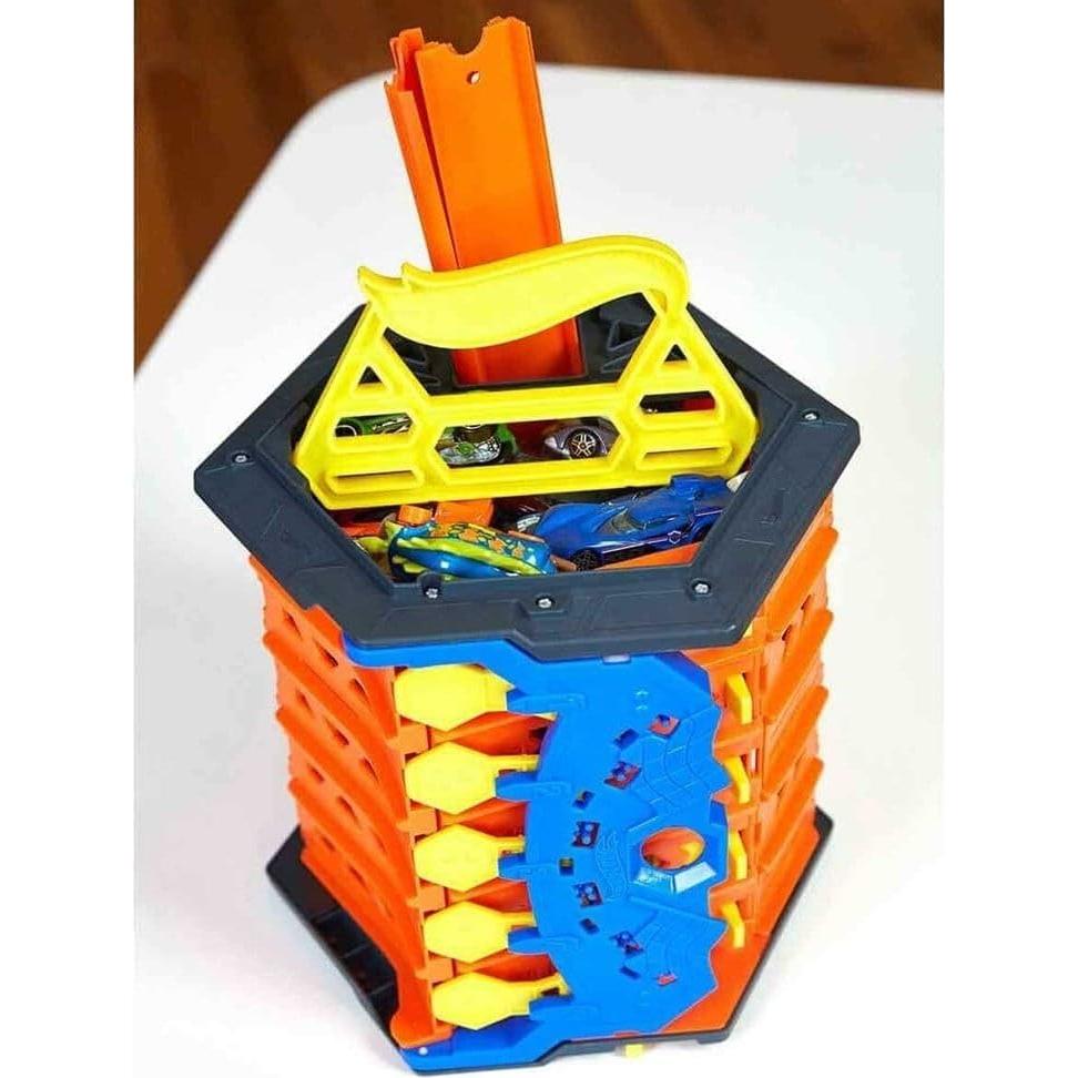Pista de Carrera Hot Wheels Roll Out 5 Carriles con Almacenamiento