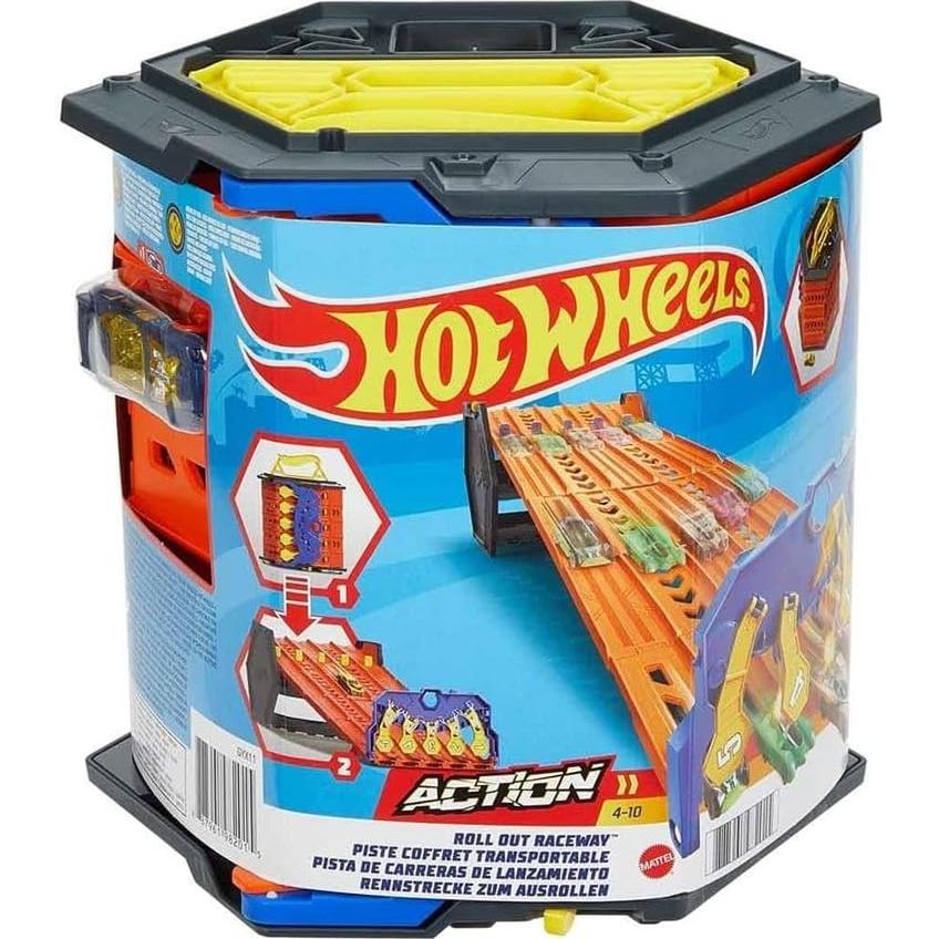 Pista de Carrera Hot Wheels Roll Out 5 Carriles con Almacenamiento