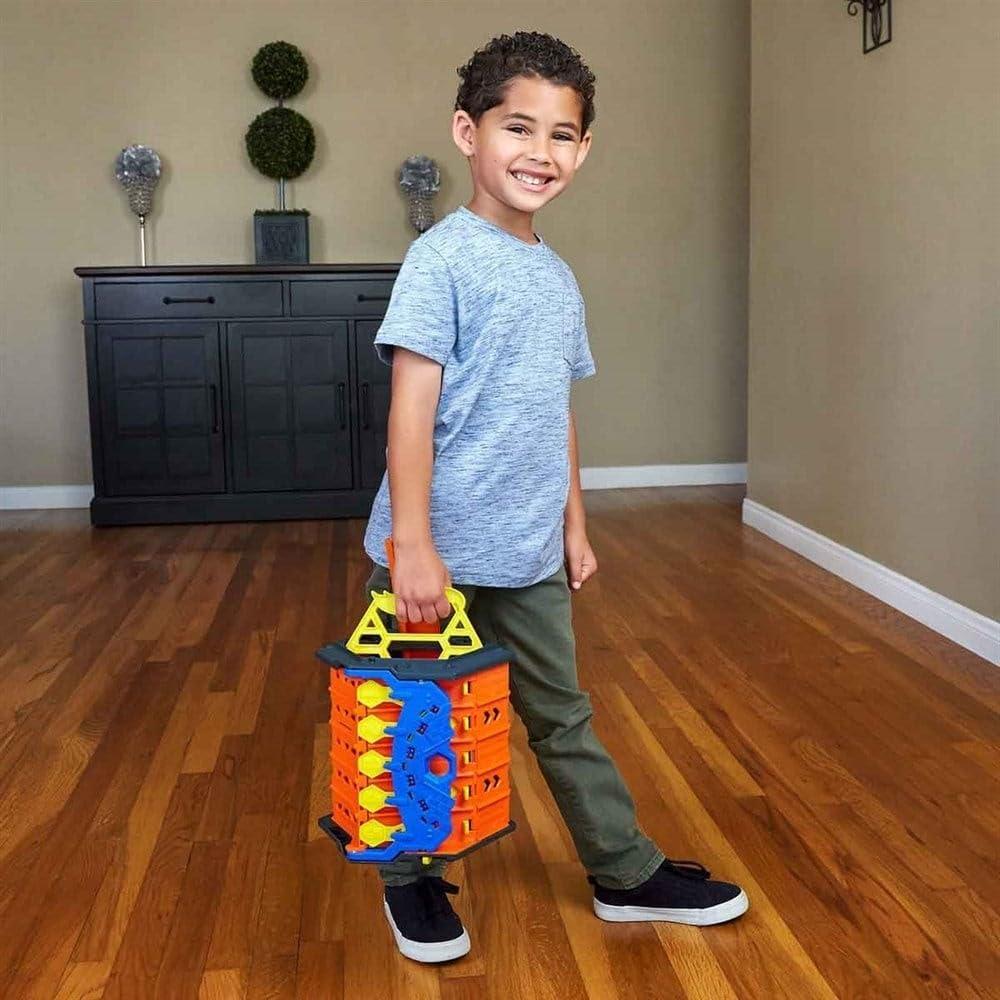 Pista de Carrera Hot Wheels Roll Out 5 Carriles con Almacenamiento