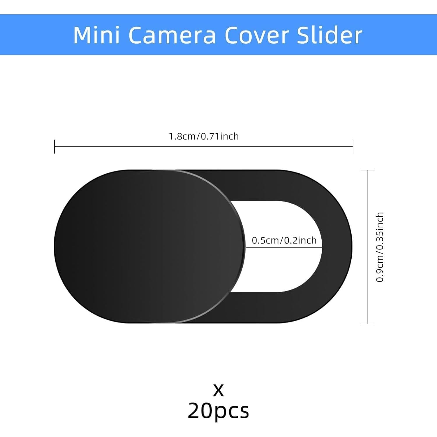 20PCS Laptop Camera Cover Slide, Ultra Thin 1mm Computer Camera Cover Slide for Desktop, PC, Smartphone, Webcam Privacy Cover & Phone Camera Cover Slide, Laptop Slide Camera Cover 18X9MM (Black)