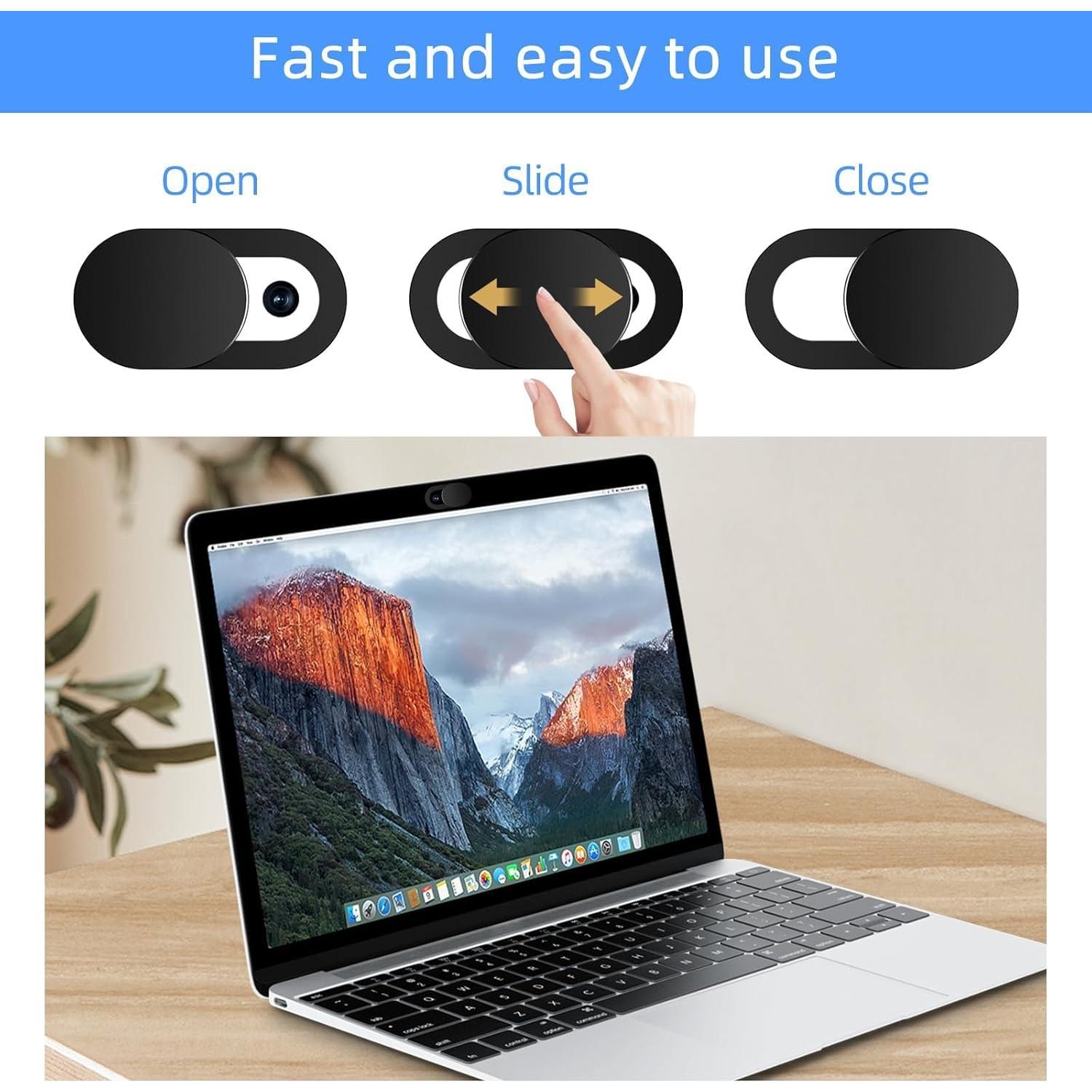 20PCS Laptop Camera Cover Slide, Ultra Thin 1mm Computer Camera Cover Slide for Desktop, PC, Smartphone, Webcam Privacy Cover & Phone Camera Cover Slide, Laptop Slide Camera Cover 18X9MM (Black)
