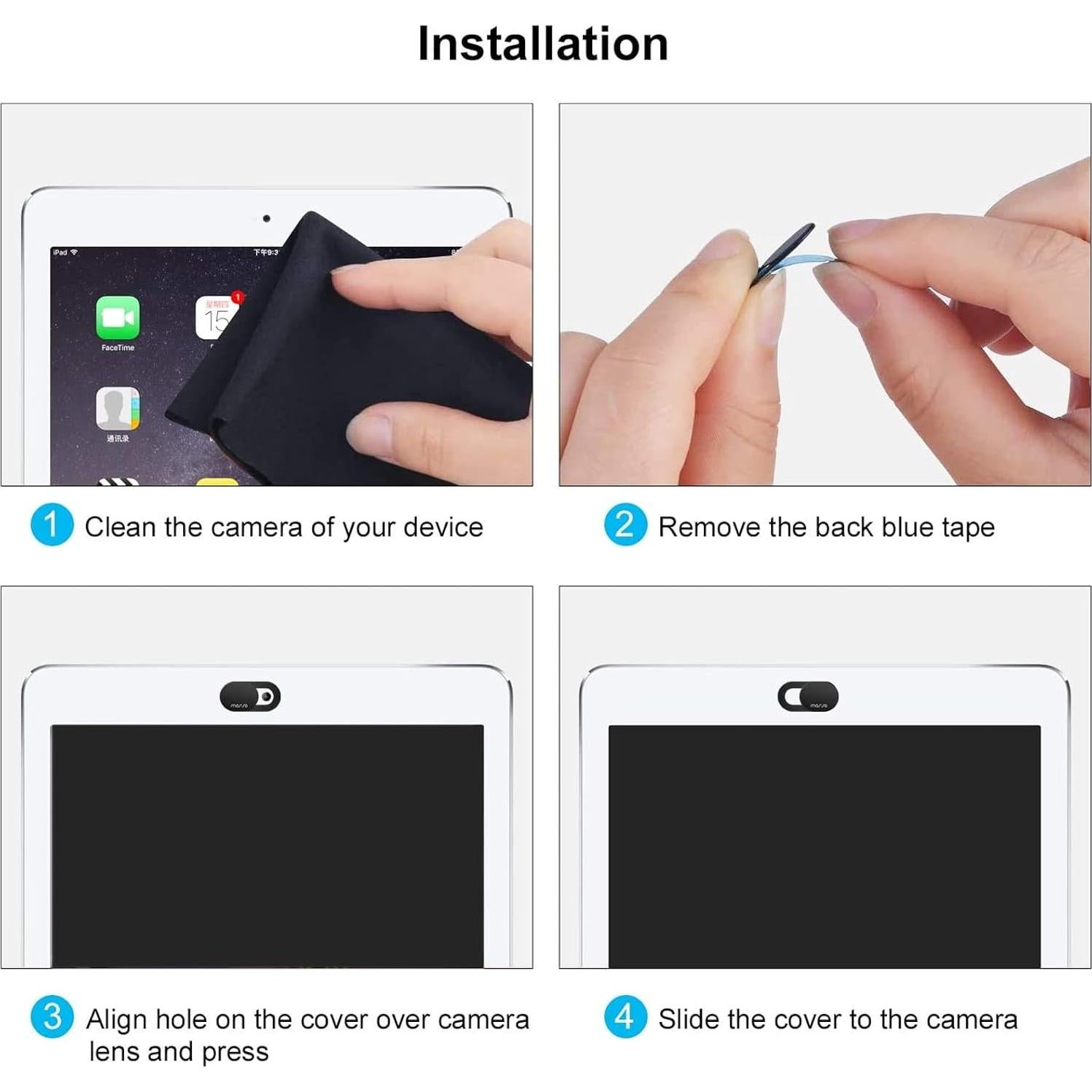 Cubierta de Webcam MOSISO Ultra Delgado 2 Piezas Blanco Negro