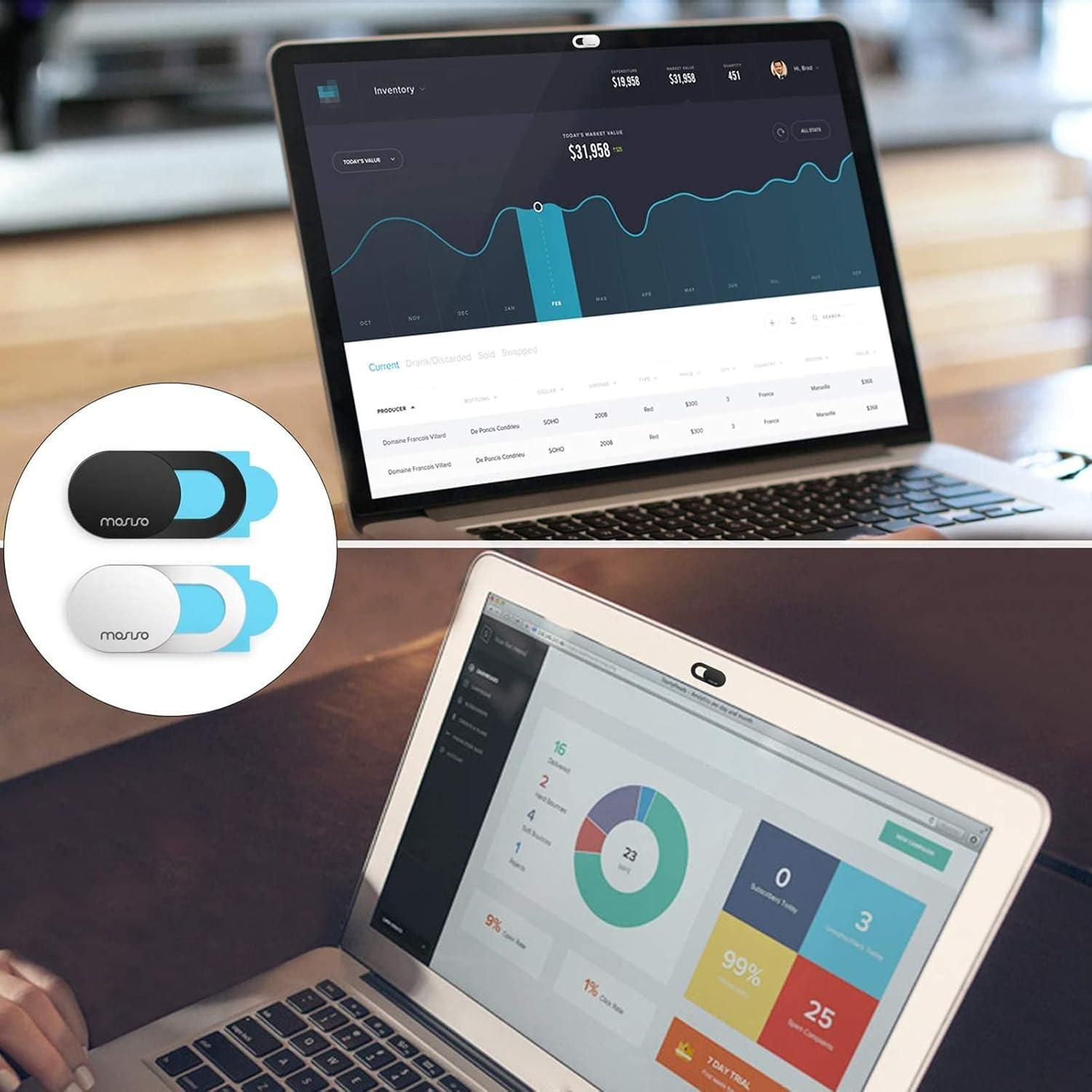 Cubierta de Webcam MOSISO Ultra Delgado 2 Piezas Blanco Negro