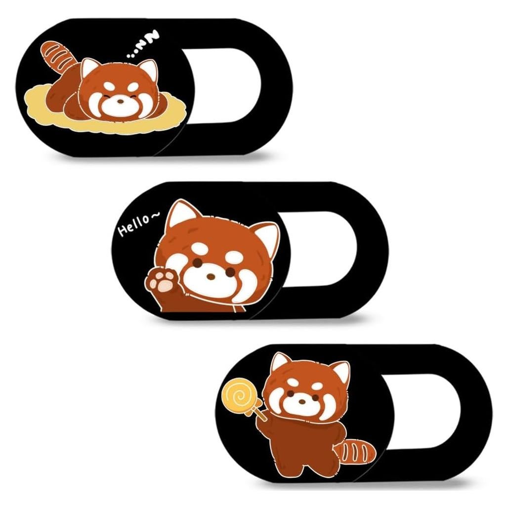 Cubierta Webcam Deslizante DR. PANDACAT Panda Rojo 3 Paquete