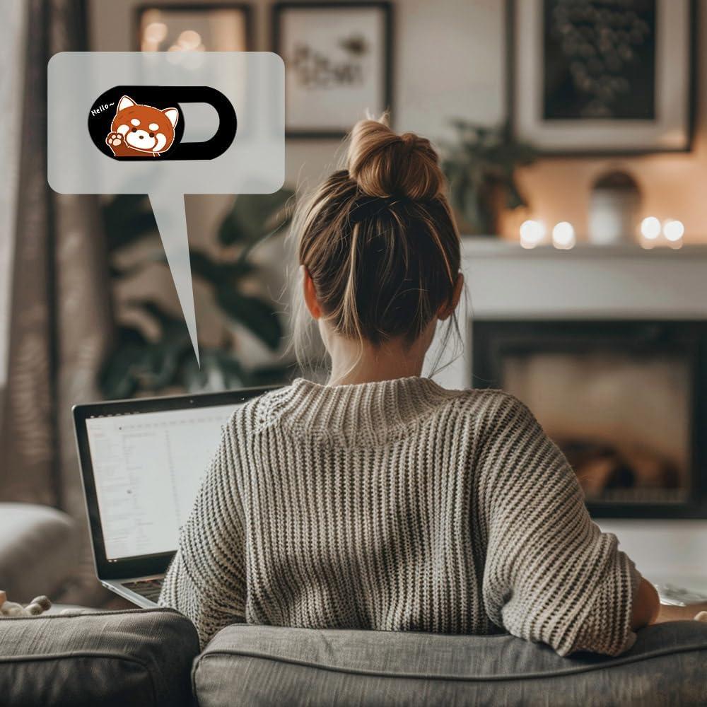 Cubierta Webcam Deslizante DR. PANDACAT Panda Rojo 3 Paquete