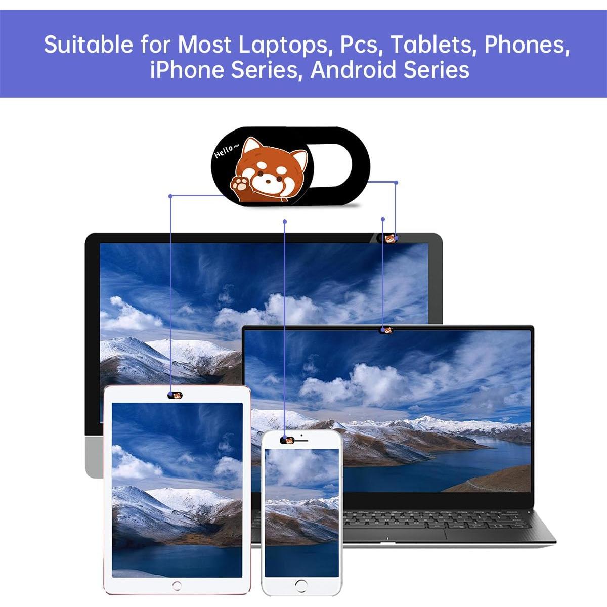 Cubierta Webcam Deslizante DR. PANDACAT Panda Rojo 3 Paquete