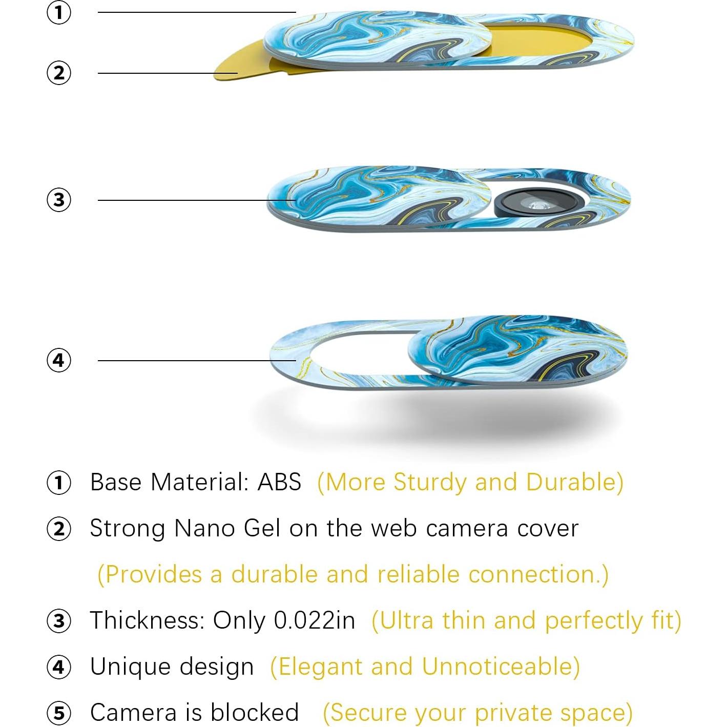 Cubiertas de Webcam Leadiy Marmoleado 3PCS para Laptop