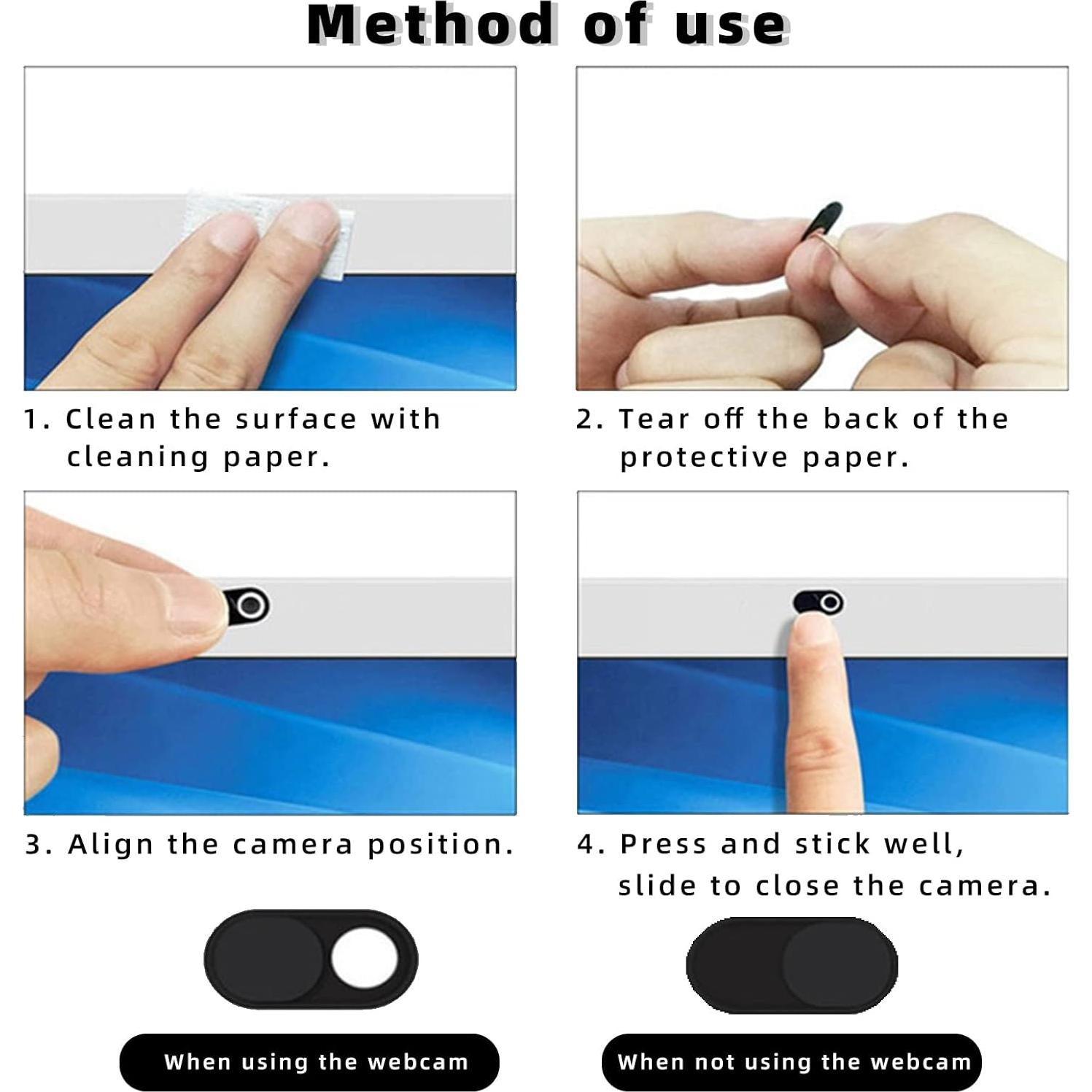 INT'L Flyer Webcam Cover Slide [3-Pack], 0.027 Inch Ultra-Thin Metal Material, Suitable for Laptops, Tablets and Mobile Phones, Refuse Spying, Privacy Protection