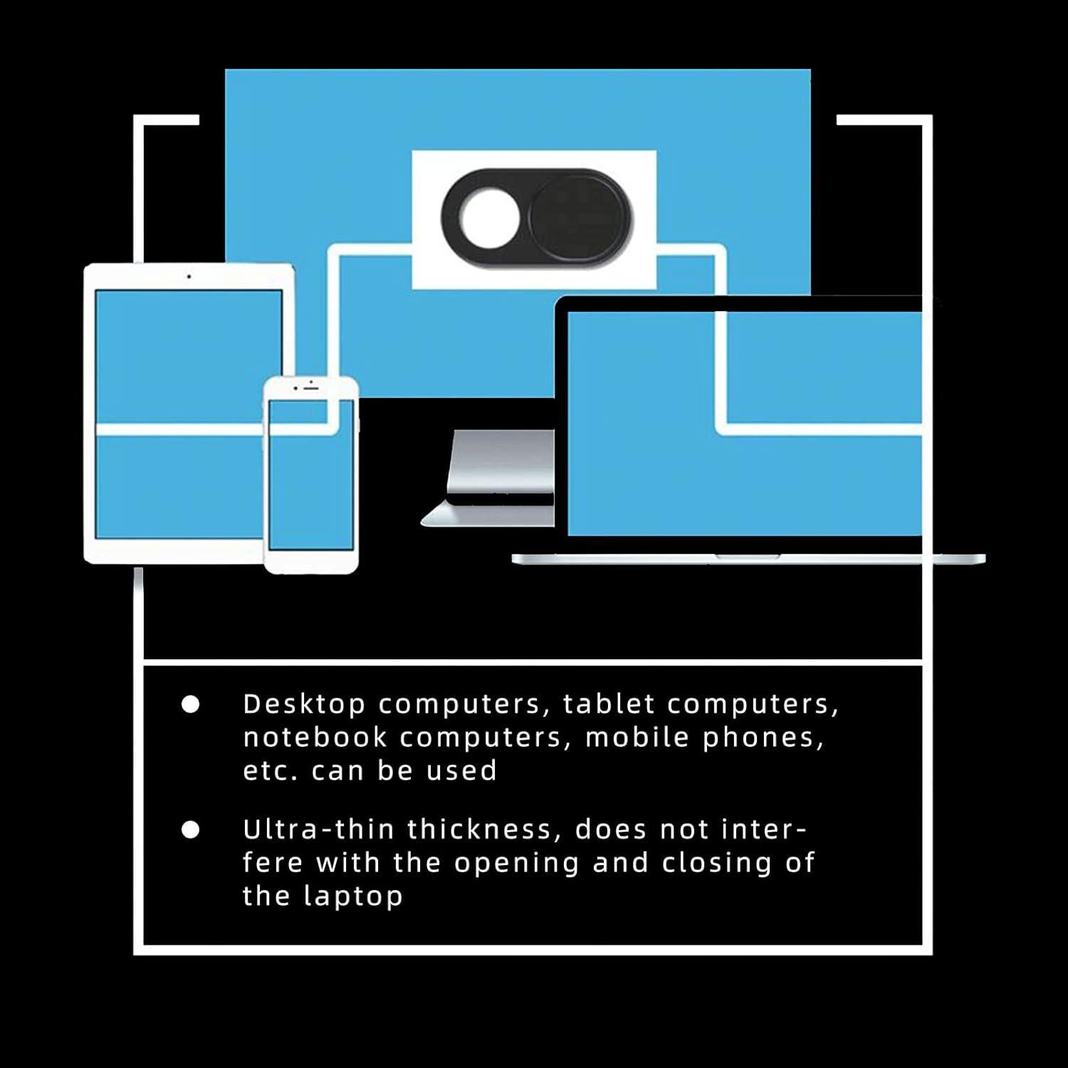 INT'L Flyer Webcam Cover Slide [3-Pack], 0.027 Inch Ultra-Thin Metal Material, Suitable for Laptops, Tablets and Mobile Phones, Refuse Spying, Privacy Protection
