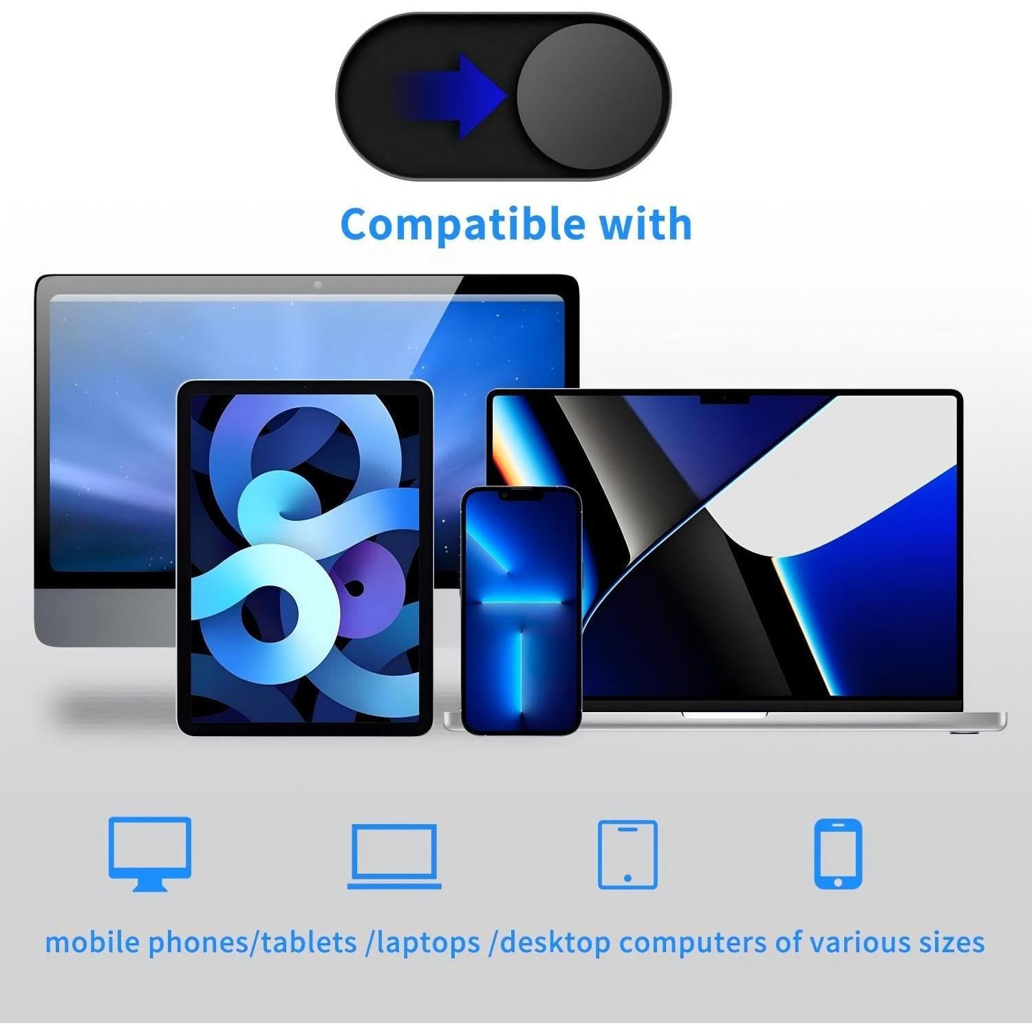 Cubierta de Webcam Magnética JiSiTeCai - Paquete de 3 Negro