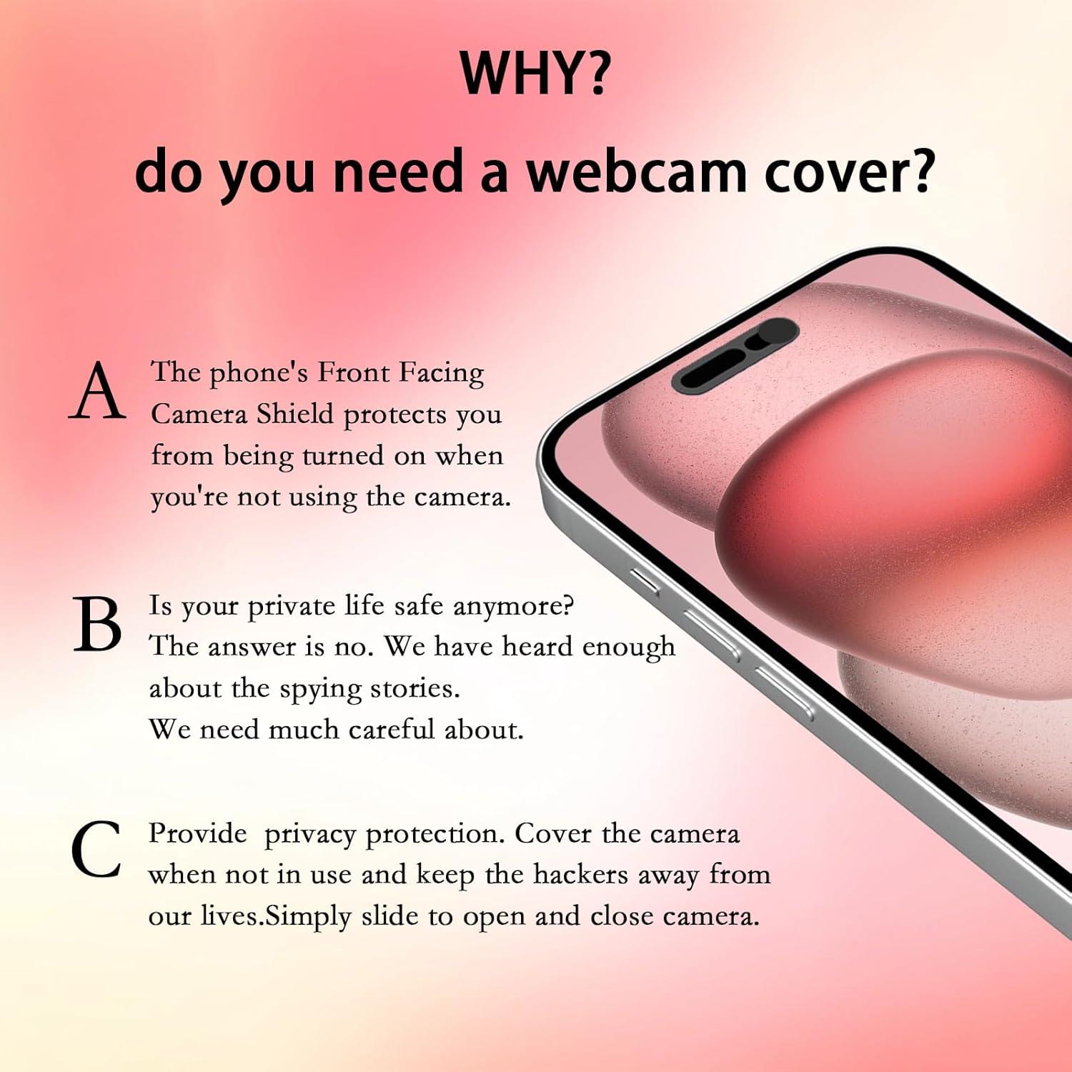 Phone Camera Cover,Webcam Cover Compatible for Phone 14 Pro/14 Pro Max/15/15 Plus/15 Pro/15 Pro Max,Protect Privacy and Security,Not Affect Facial Recognition(Black)