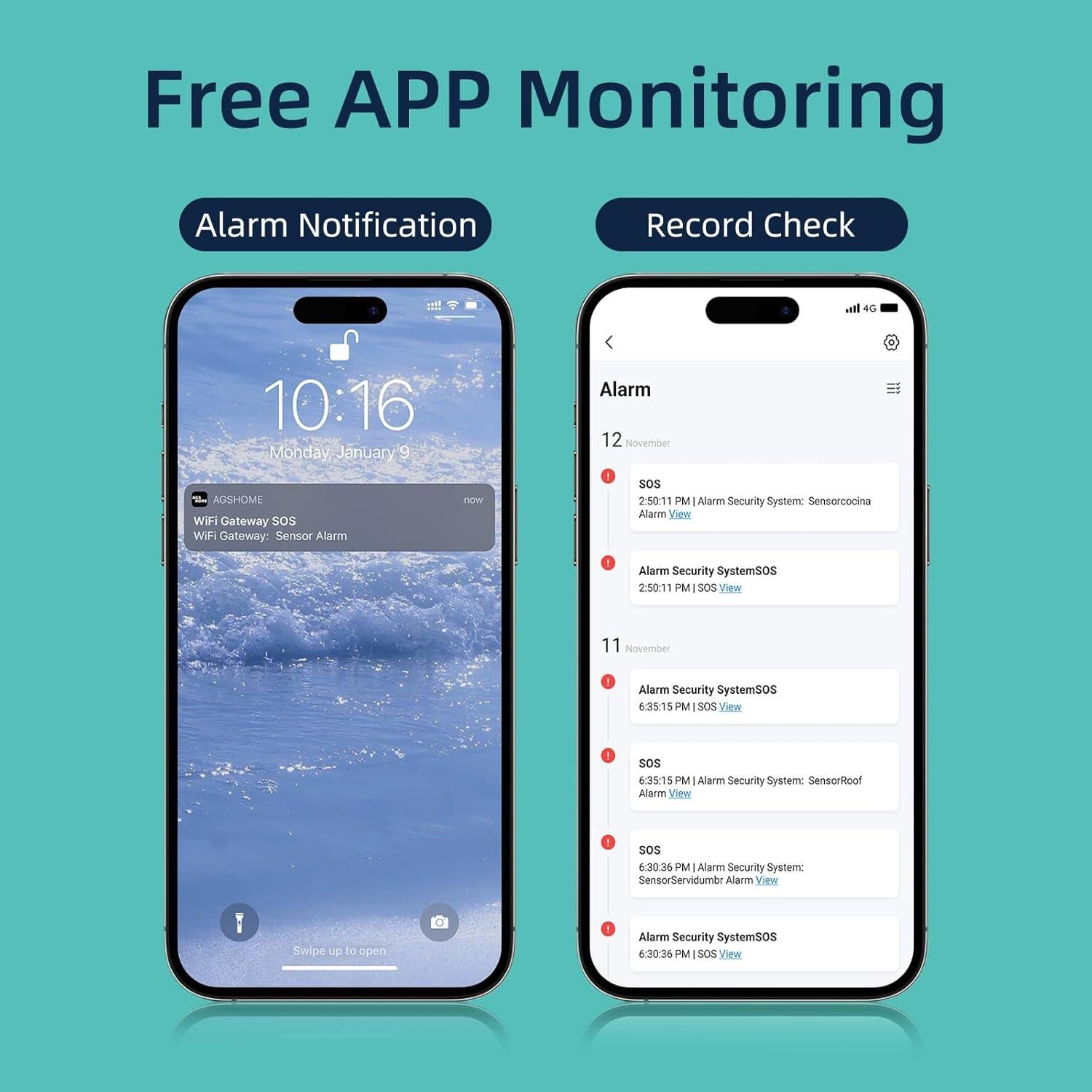 Sistema de Alarma Inalámbrico GRSICO 7 Piezas 130dB