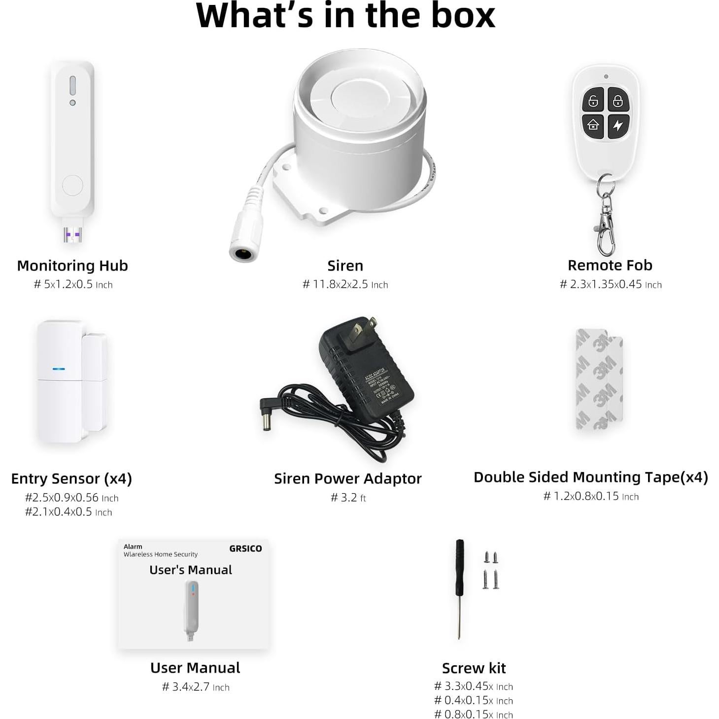 Sistema de Alarma Inalámbrico GRSICO 7 Piezas 130dB