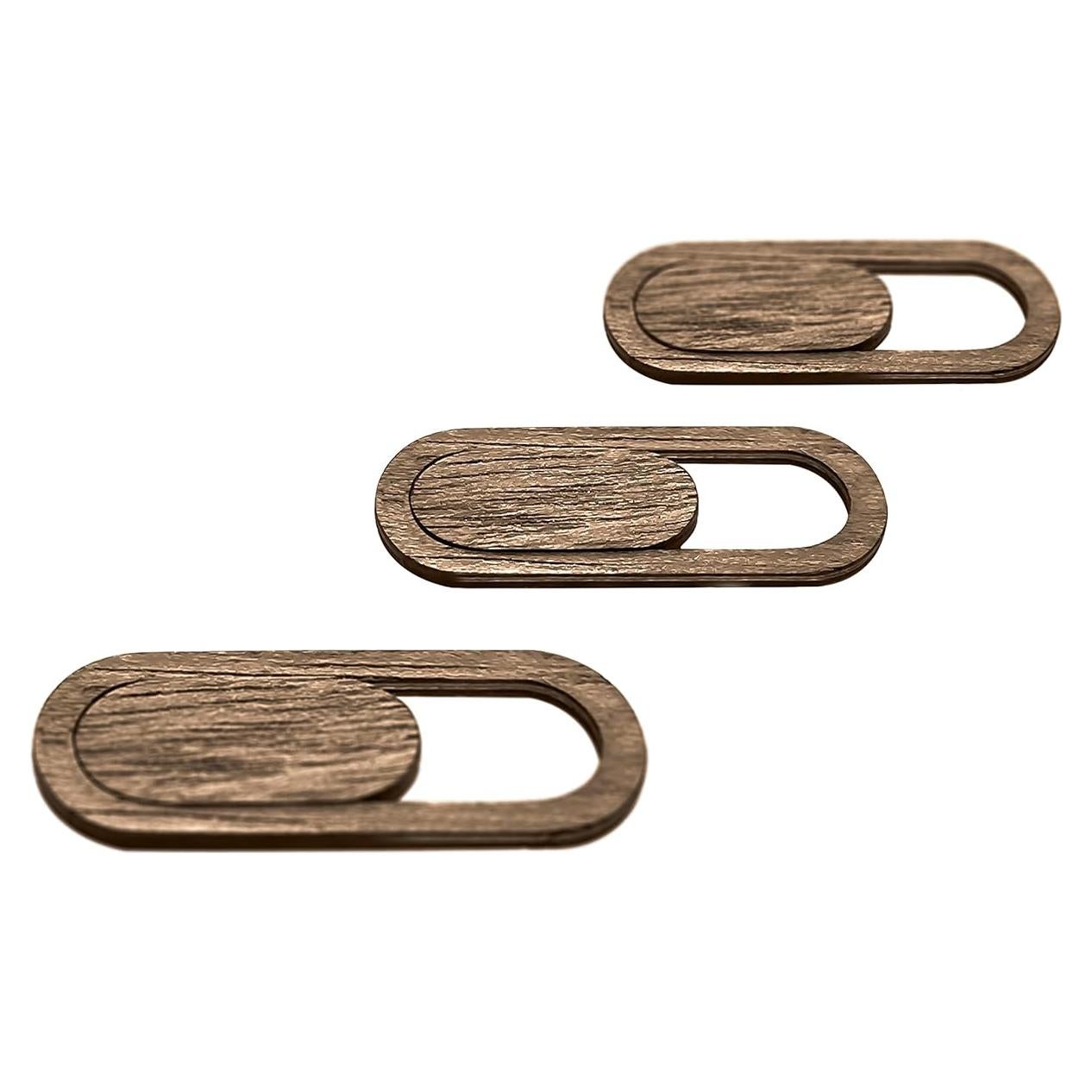 Paquete de 3 Cubiertas de Webcam de Madera Ébano Natural