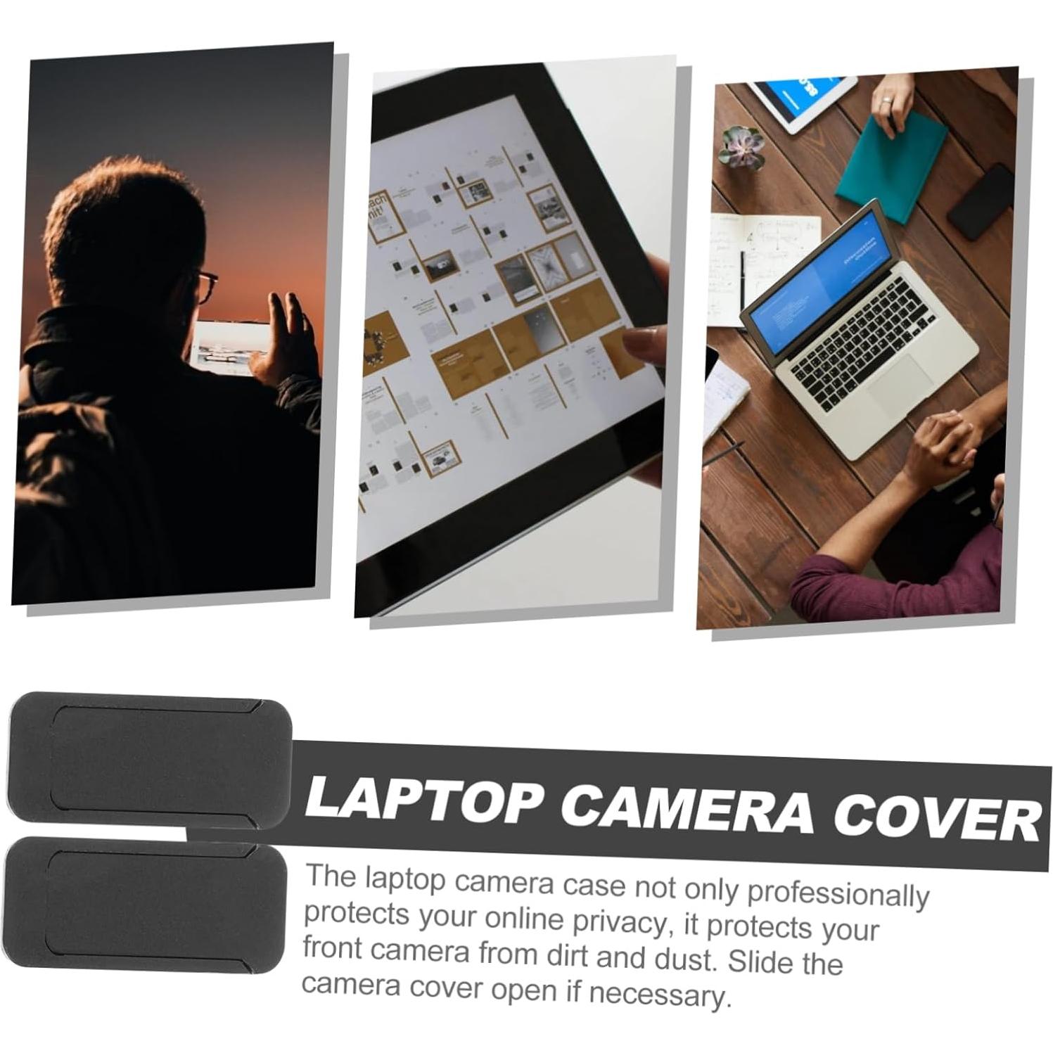 2Pcs Laptop Camera Cover Slide Black Privacy Protector for Webcam Compatible with MacBook Easy to Install and Use
