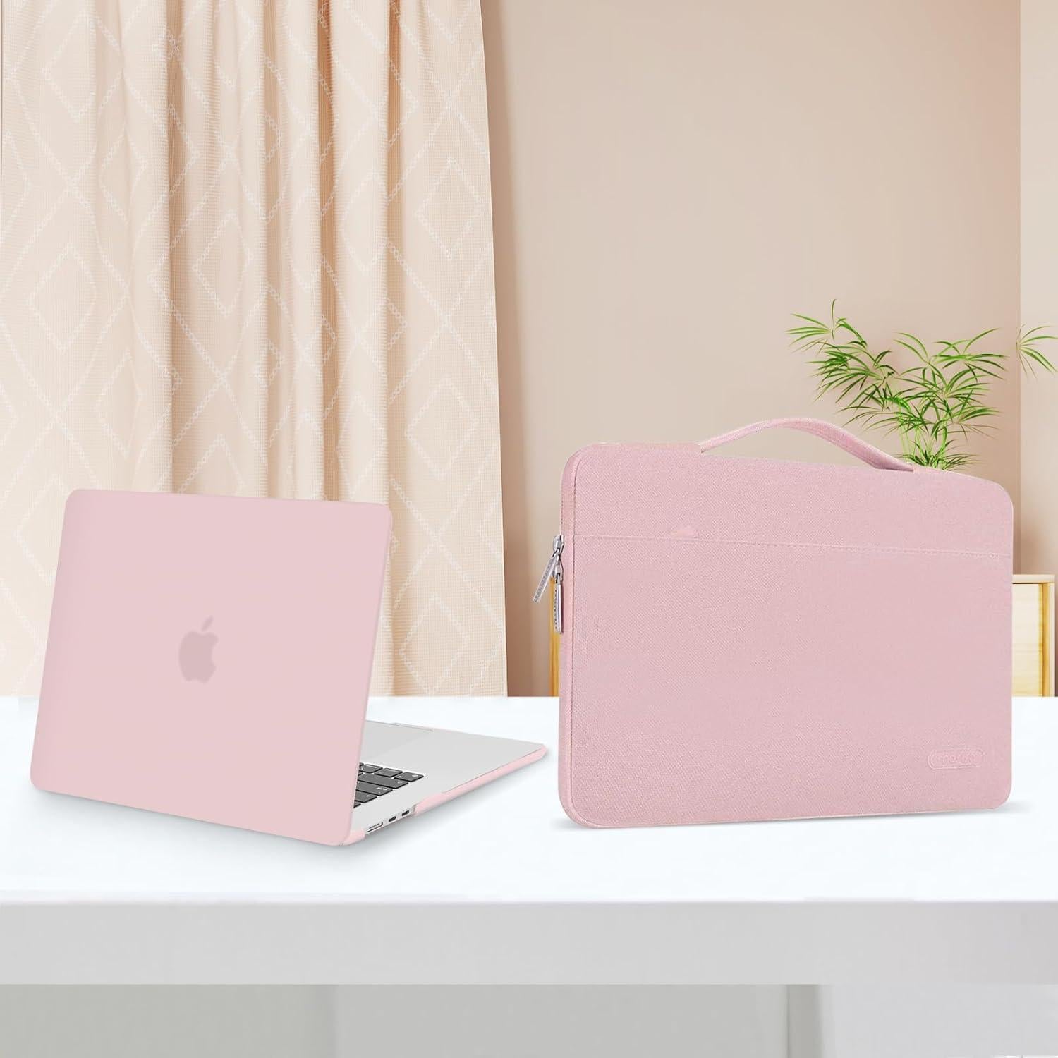 Funda Dura Mosiso para MacBook Air 15" M4 M3 M2 Rosa Bebé