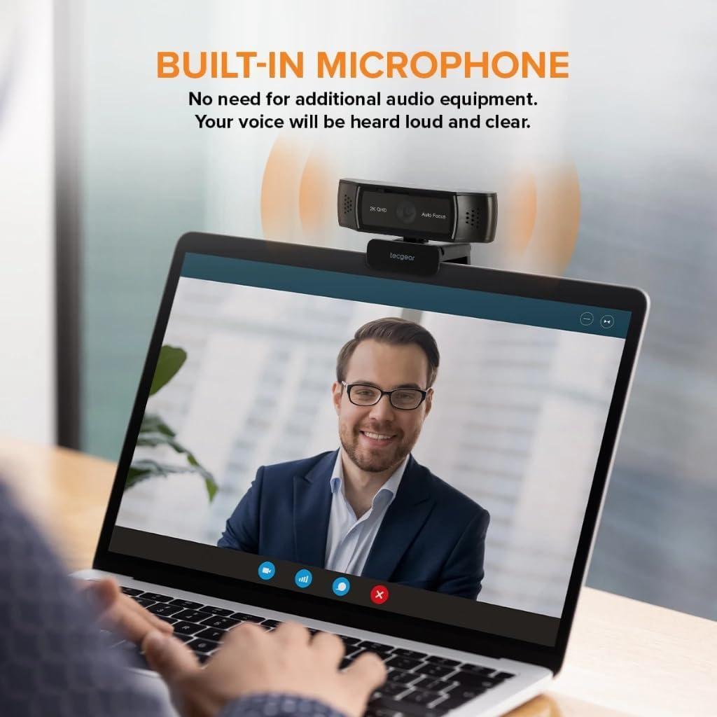 Cámara Web Tecgear 2K QHD Enfoque Automático Micrófono