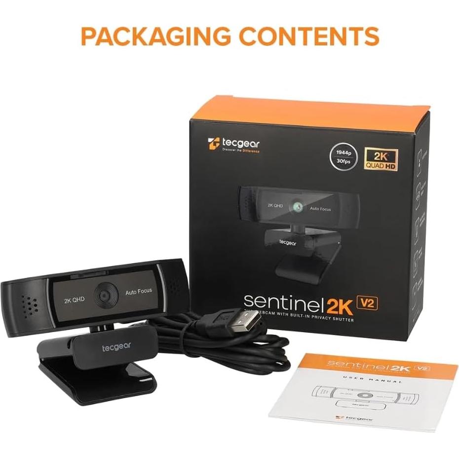 Cámara Web Tecgear 2K QHD Enfoque Automático Micrófono