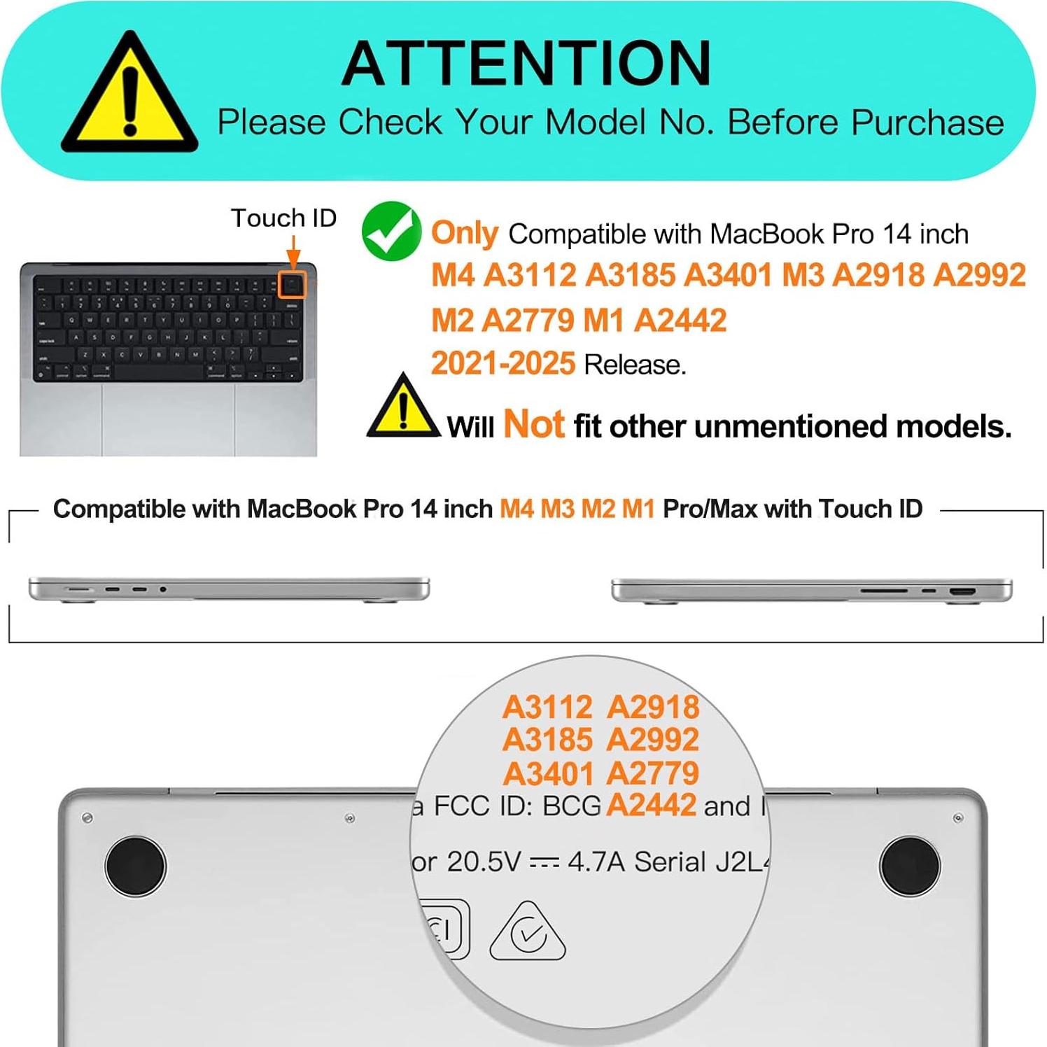 Funda Dura Mosiso para MacBook Pro 14" 2021-2025, Negro