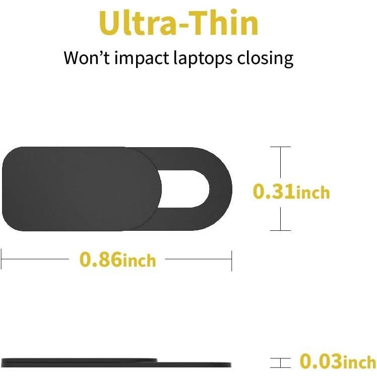 Cubierta Deslizante para Webcam SenseAGE - 3 Piezas, Negro