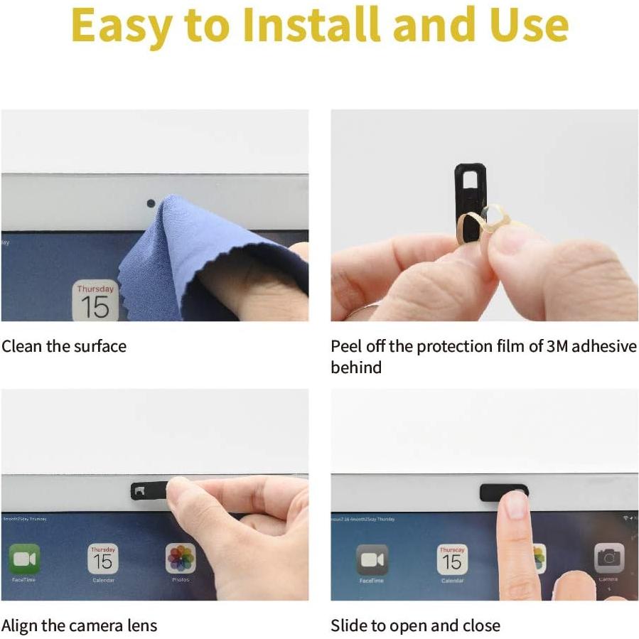 Cubierta Deslizante para Webcam SenseAGE - 3 Piezas, Negro