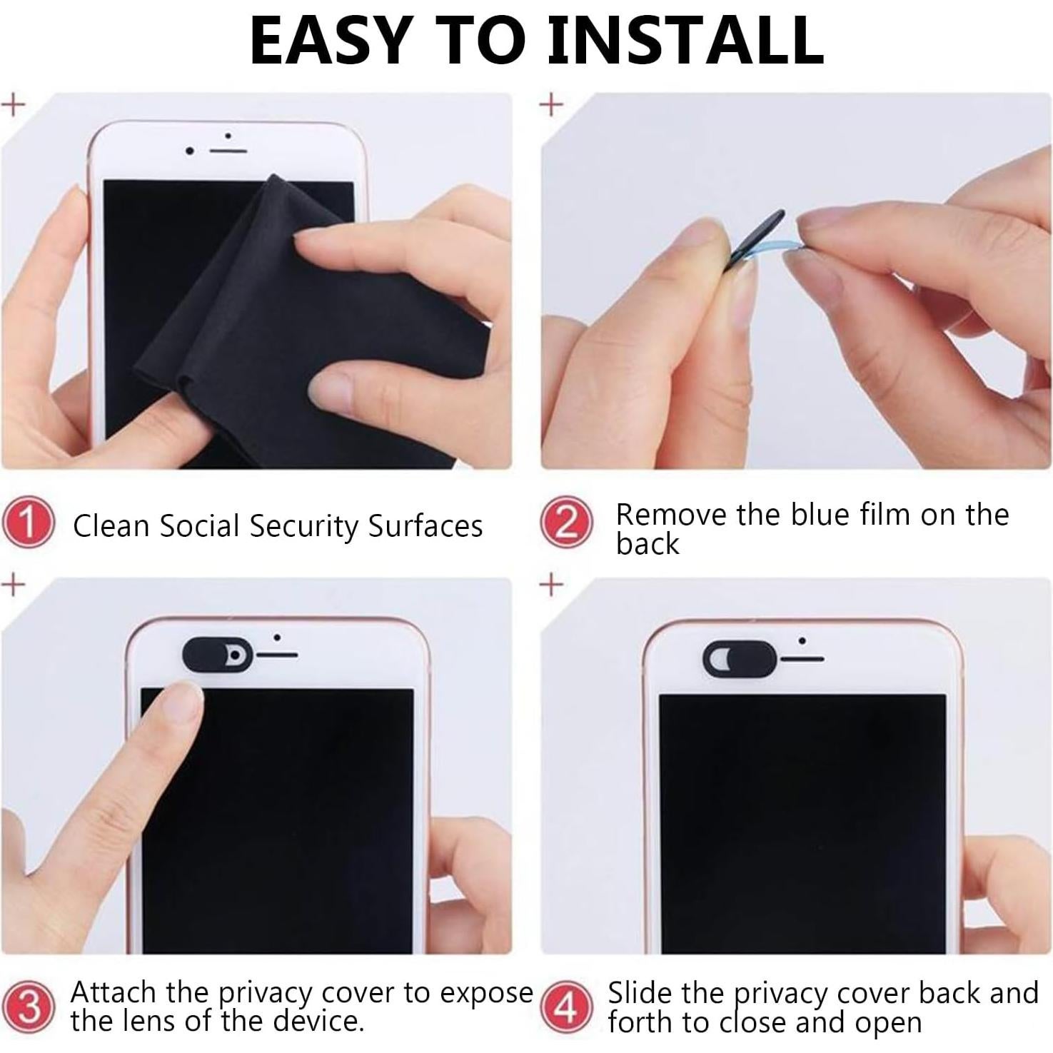 Set de 10 Cubiertas de Webcam MUBUY-GOL Ultra Fina Negra