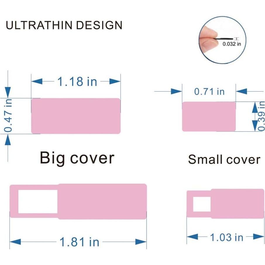 Huaxi Ultra-Thin Webcam Cover Slide Laptop Camera Cover Sticker Blocker for Laptop Apple MacBook iMac iPad Cell Phone Tablet Echo Show Anti Spy Privacy (Pink)