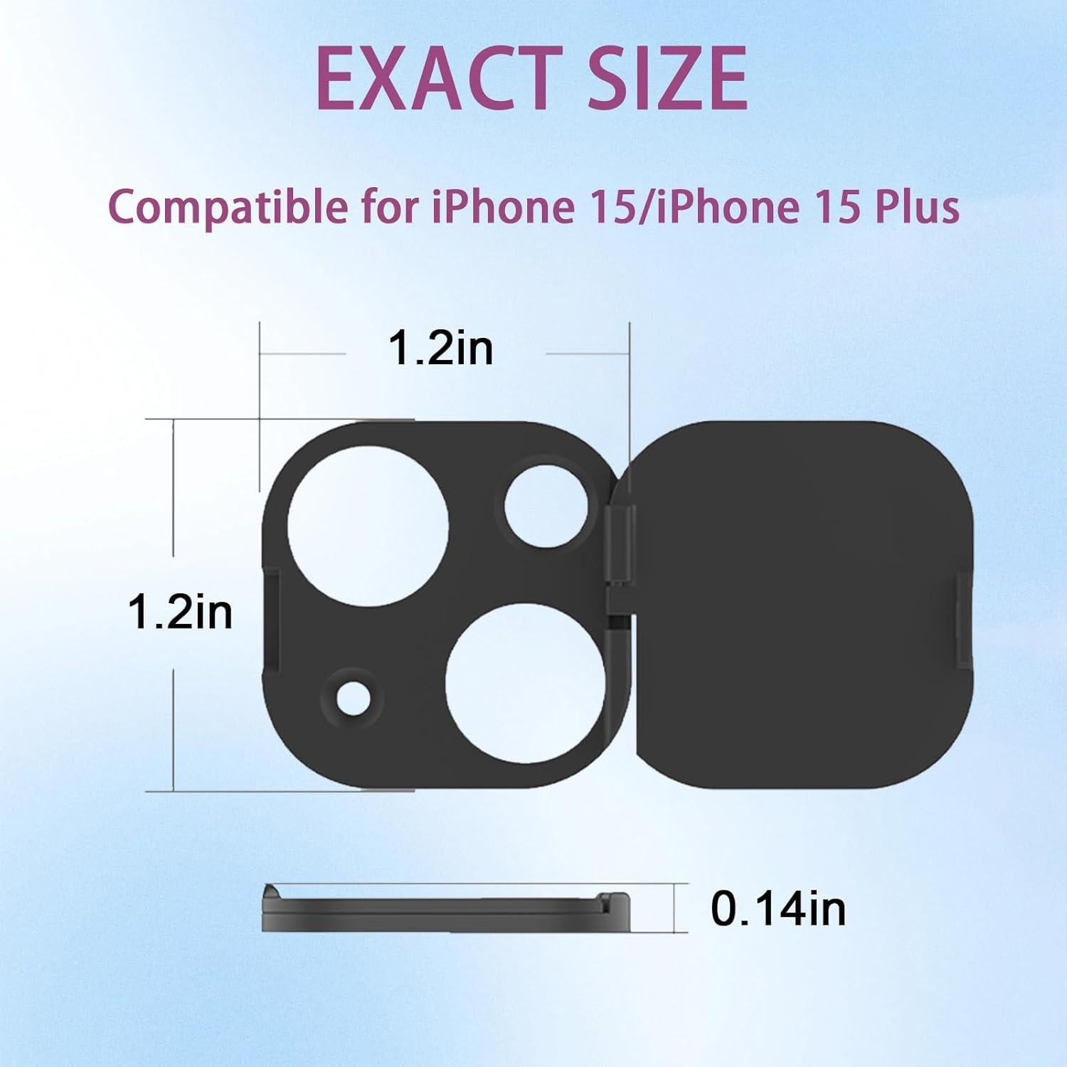 iPhone 15/15 Plus Camera Lens Cover - 2 Pack, Anti-Spy Tempered Glass, Strong Adhesive
