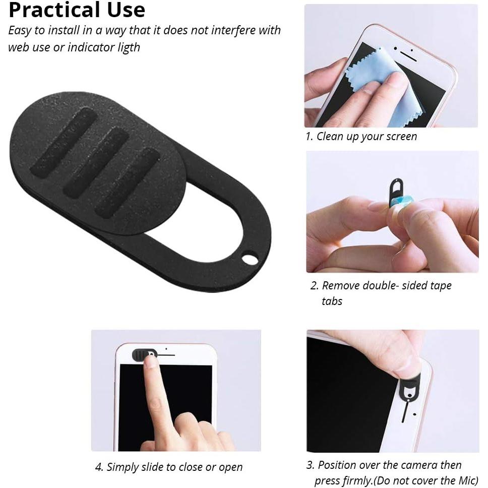 Laptop Camera Cover Slide, Textured Ultra-Thin 0.03 Inch Webcam Cover for iPhone iPad MacBook iMac Camera Blocker Slider Great for Privacy [3-Pack]