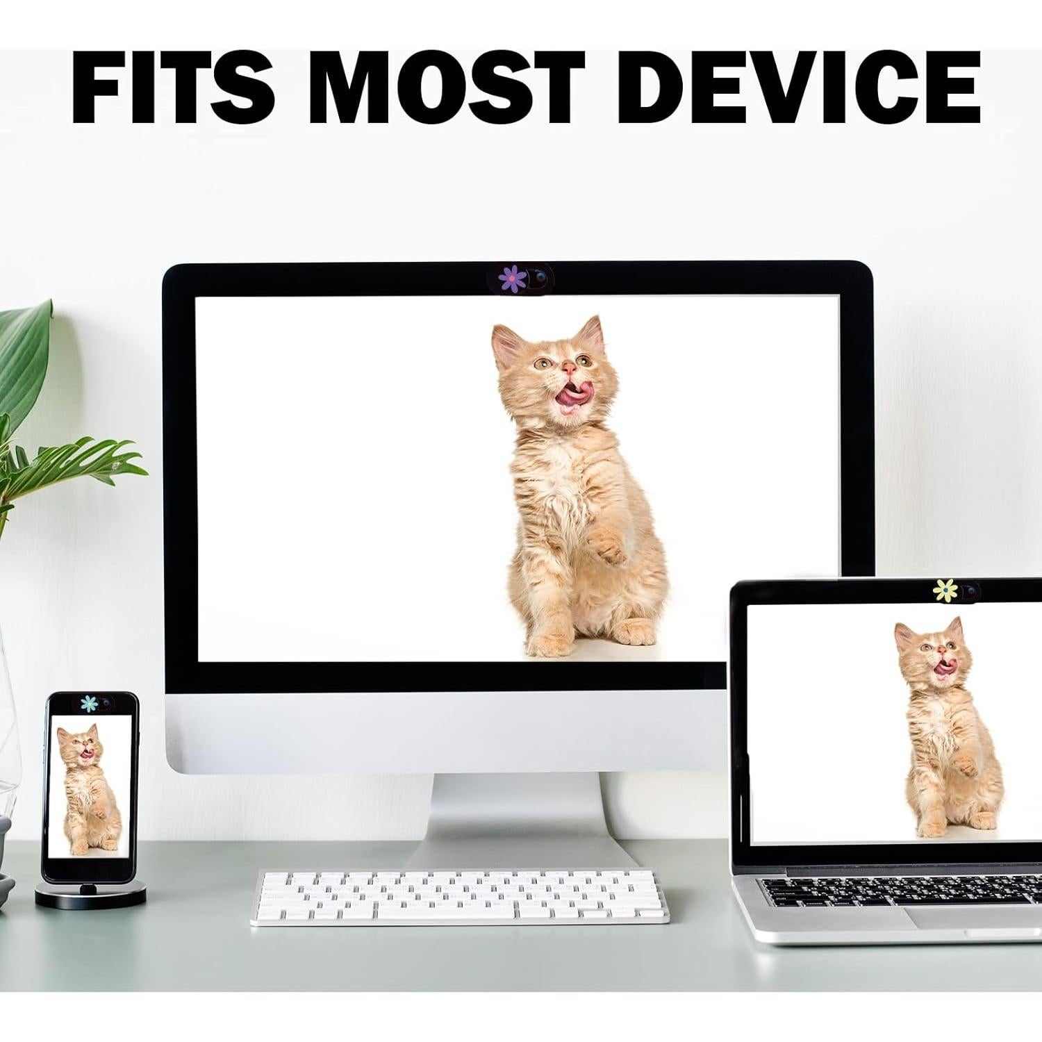 Cubierta de cámara de laptop VeekyVicky - Diseño Flor - 3 Piezas