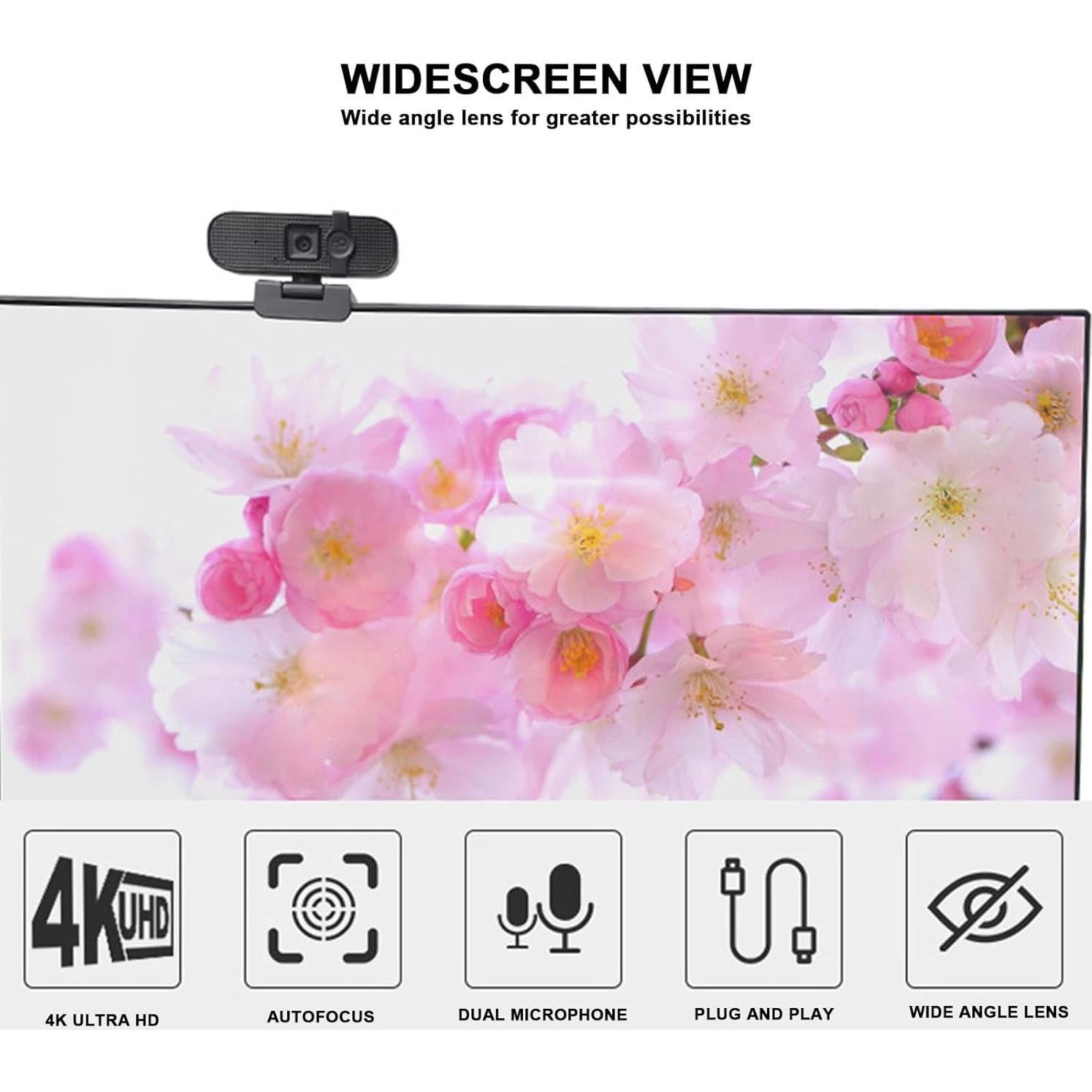 Webcam 4K Sanpyl con Autofoco y Micrófono USB para PC