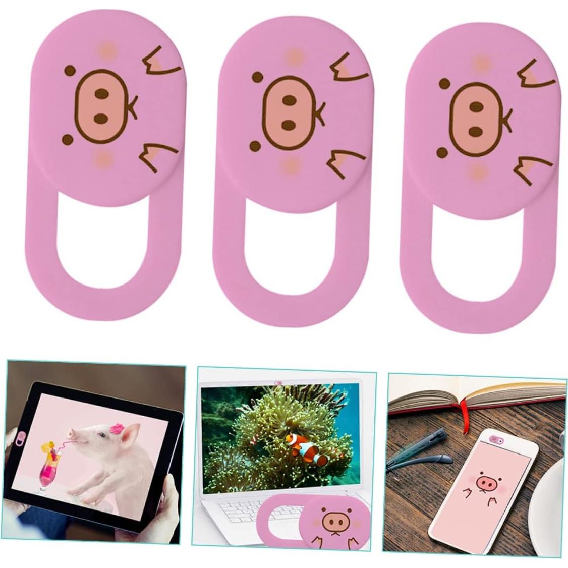 3Pcs Cute Pig Webcam Slide Privacy Protection Cover for Laptops and Desktops Cartoon Shield for Enhanced Security