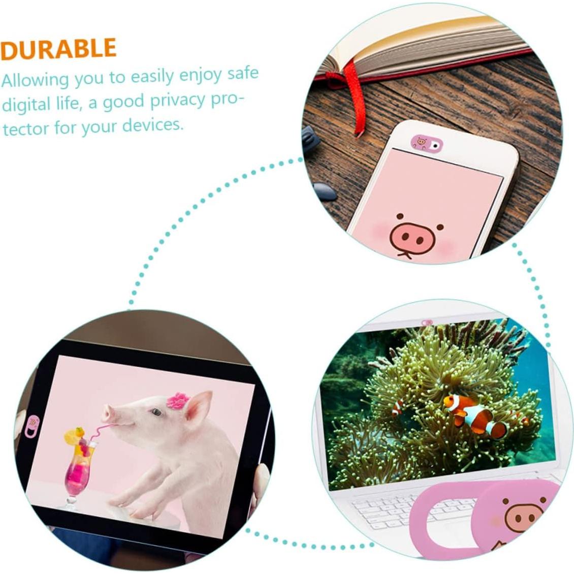 3Pcs Cute Pig Webcam Slide Privacy Protection Cover for Laptops and Desktops Cartoon Shield for Enhanced Security