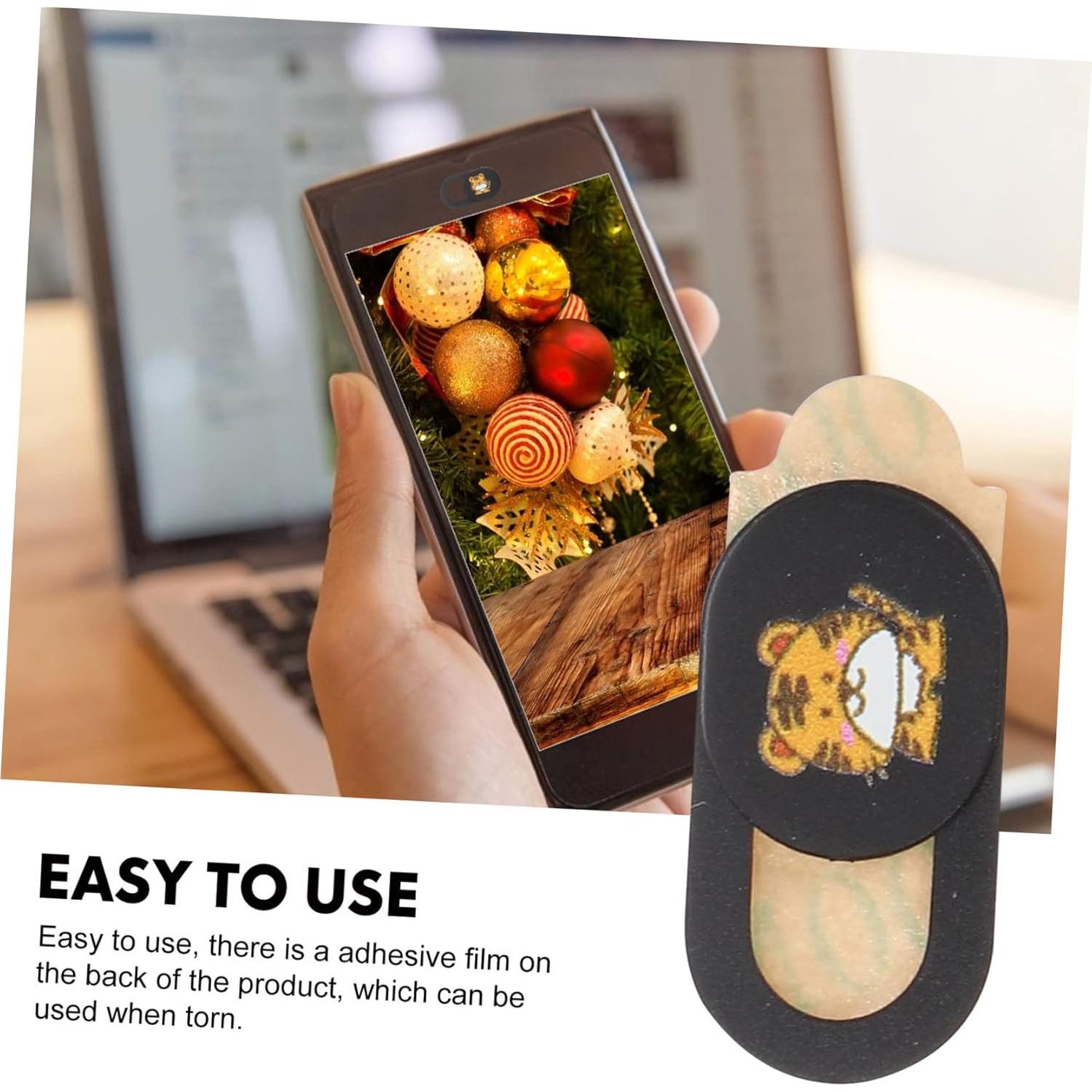 6pcs Year of The Tiger Protection Cover Computer Laptop Camera Protector Tablet Laptop Sliding Cam Blocker Web Camera Caps Hoods Webcam Lens Caps Hood Protectors Flat