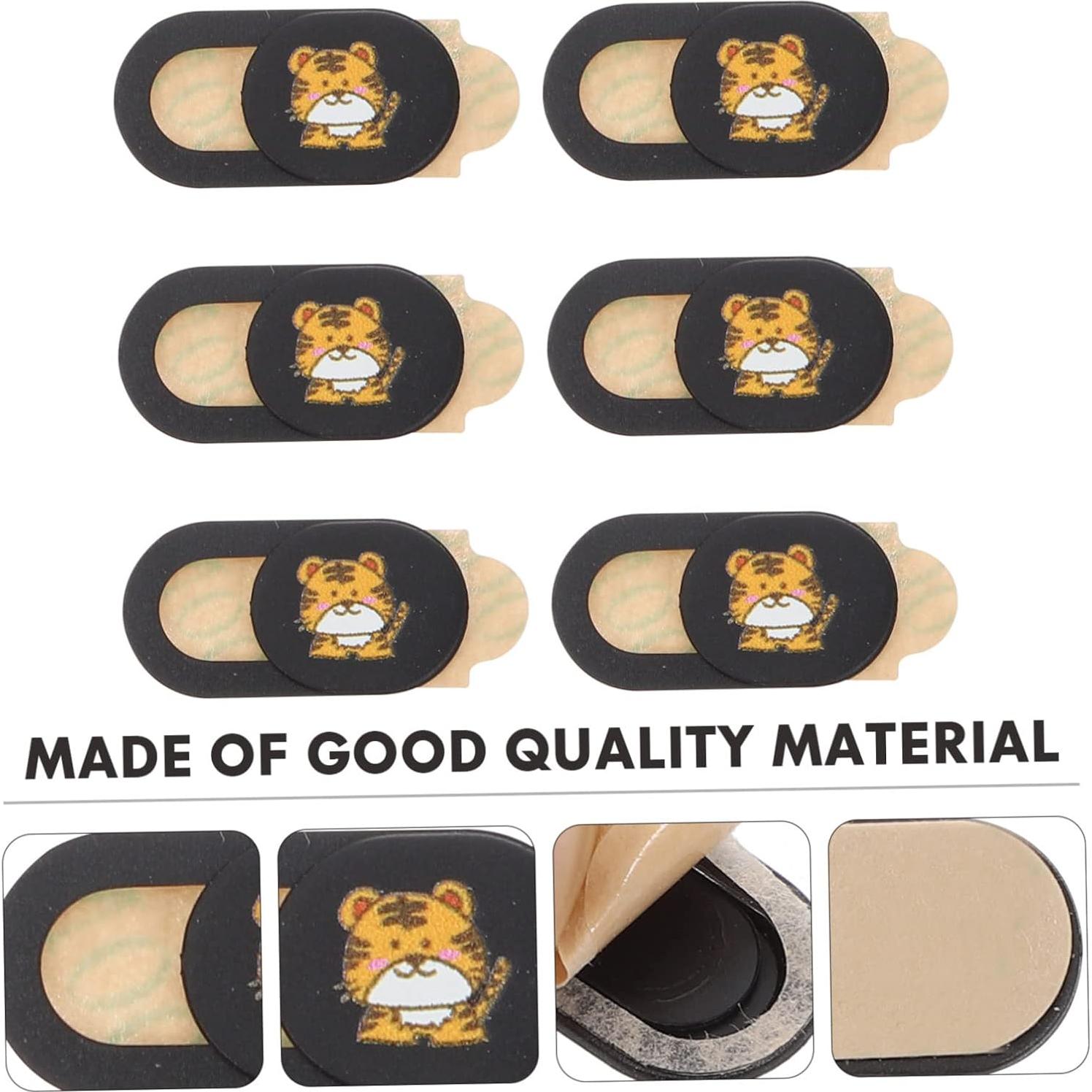 6pcs Year of The Tiger Protection Cover Computer Laptop Camera Protector Tablet Laptop Sliding Cam Blocker Web Camera Caps Hoods Webcam Lens Caps Hood Protectors Flat