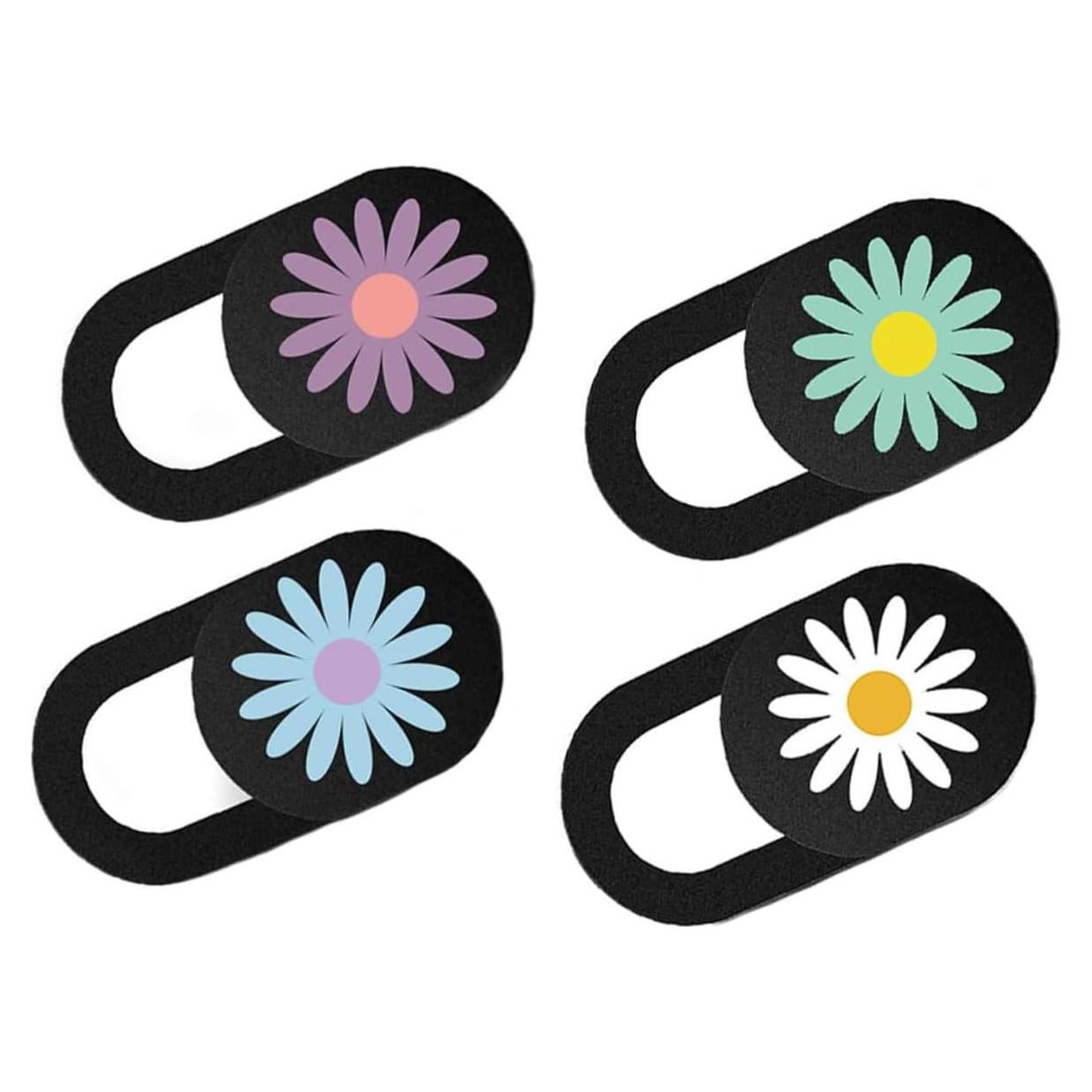 Housoutil 4pcs Daisy Pattern Webcam Cover Slide Ultra Thin Privacy Protect Cover for Laptop Tablet Anti-Peeping Camera Shield High-Strength Easy Application Removal