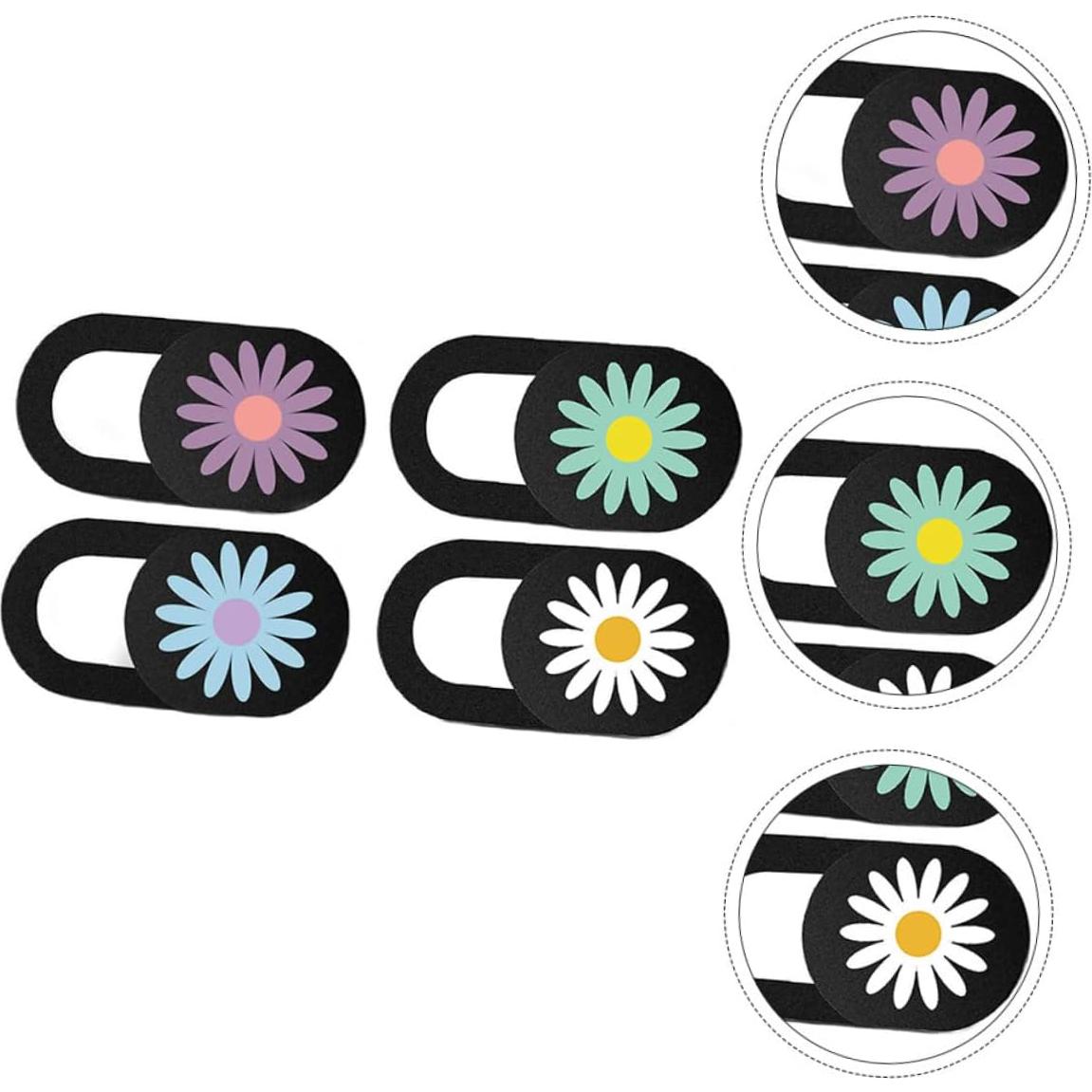 Housoutil 4pcs Daisy Pattern Webcam Cover Slide Ultra Thin Privacy Protect Cover for Laptop Tablet Anti-Peeping Camera Shield High-Strength Easy Application Removal