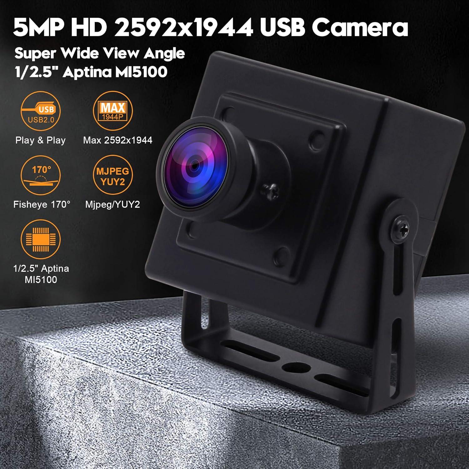 Cámara Web USB SVPRO 5MP HD Lente Ojo de Pez 170°