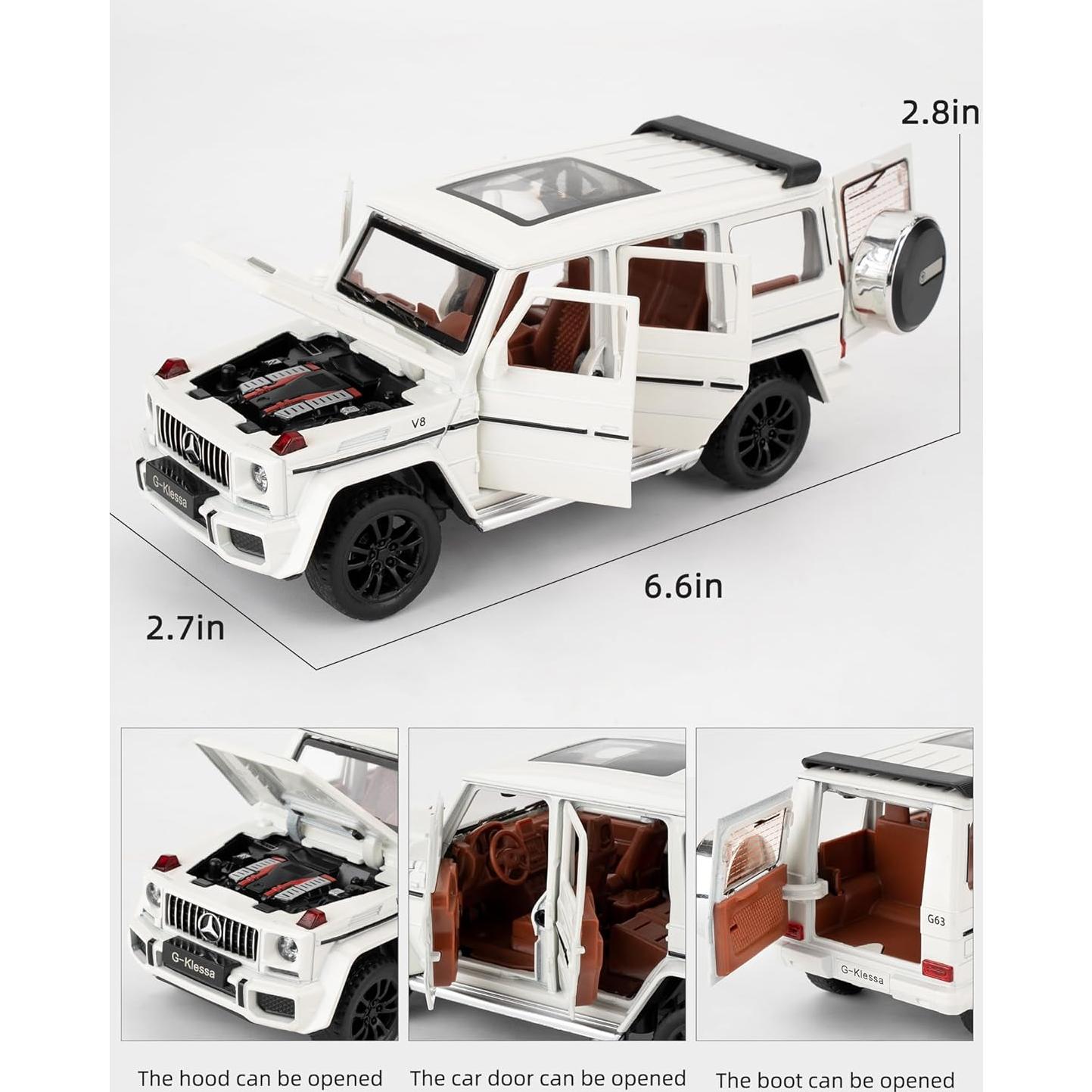 Coche a Escala 1:32 Benz G63 AMG Diecast Blanco con Luz y Sonido