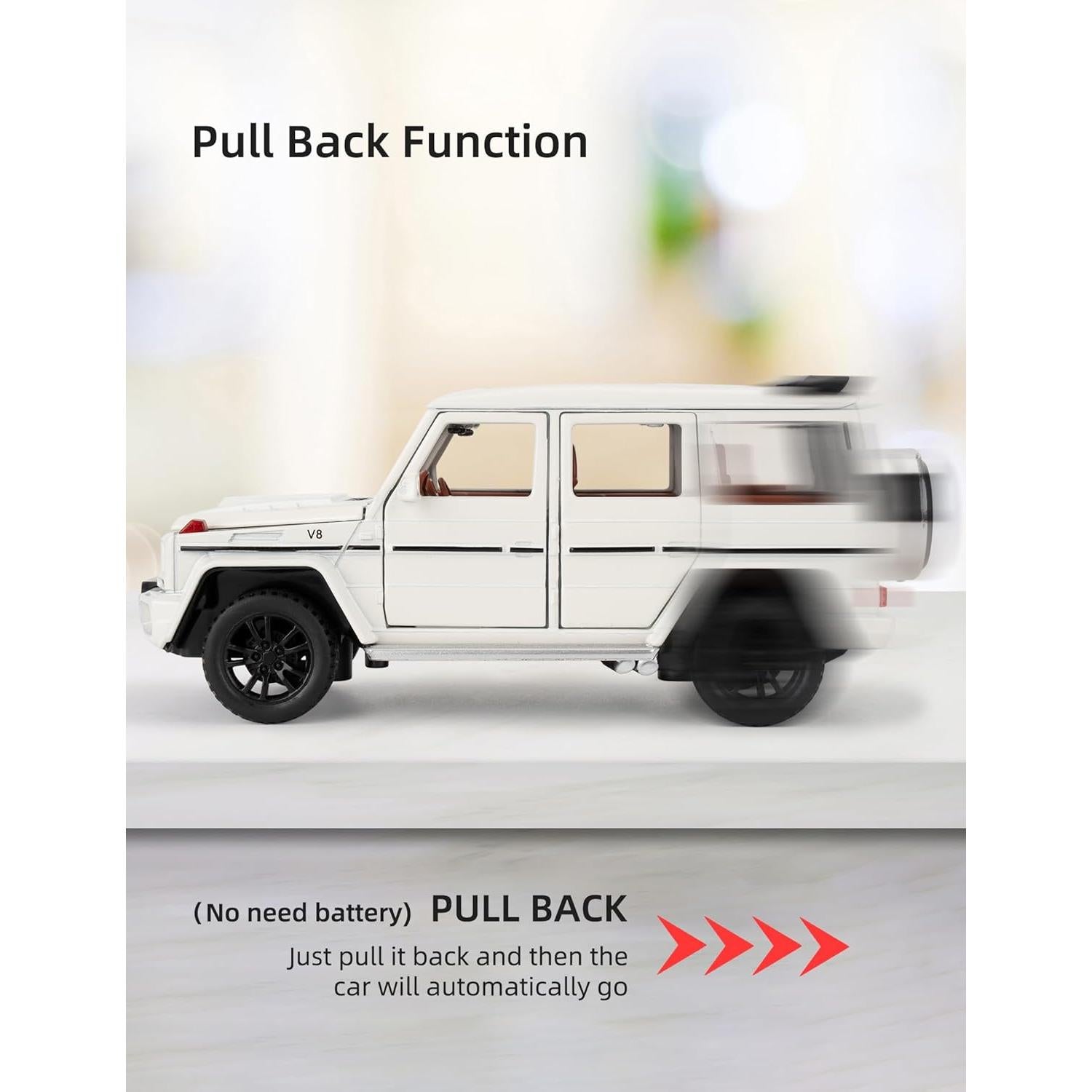 Coche a Escala 1:32 Benz G63 AMG Diecast Blanco con Luz y Sonido