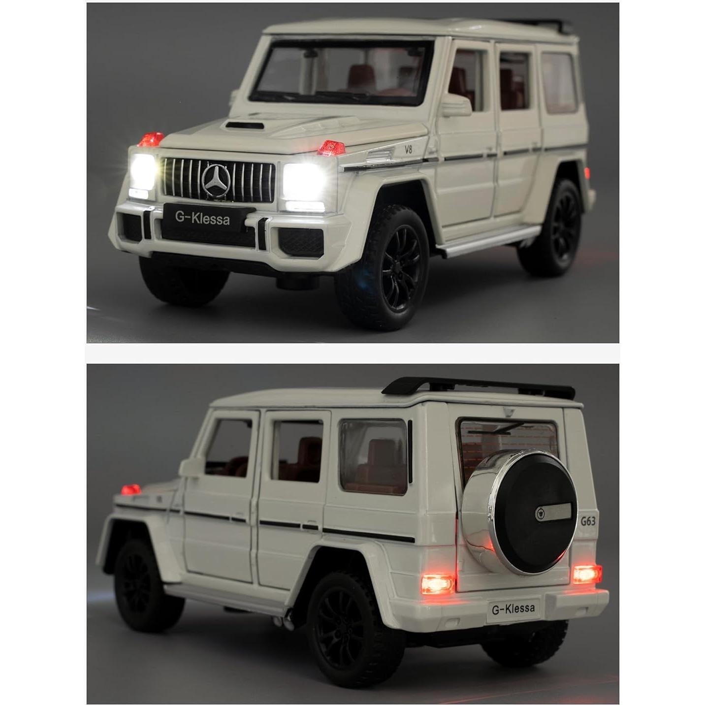 Coche a Escala 1:32 Benz G63 AMG Diecast Blanco con Luz y Sonido