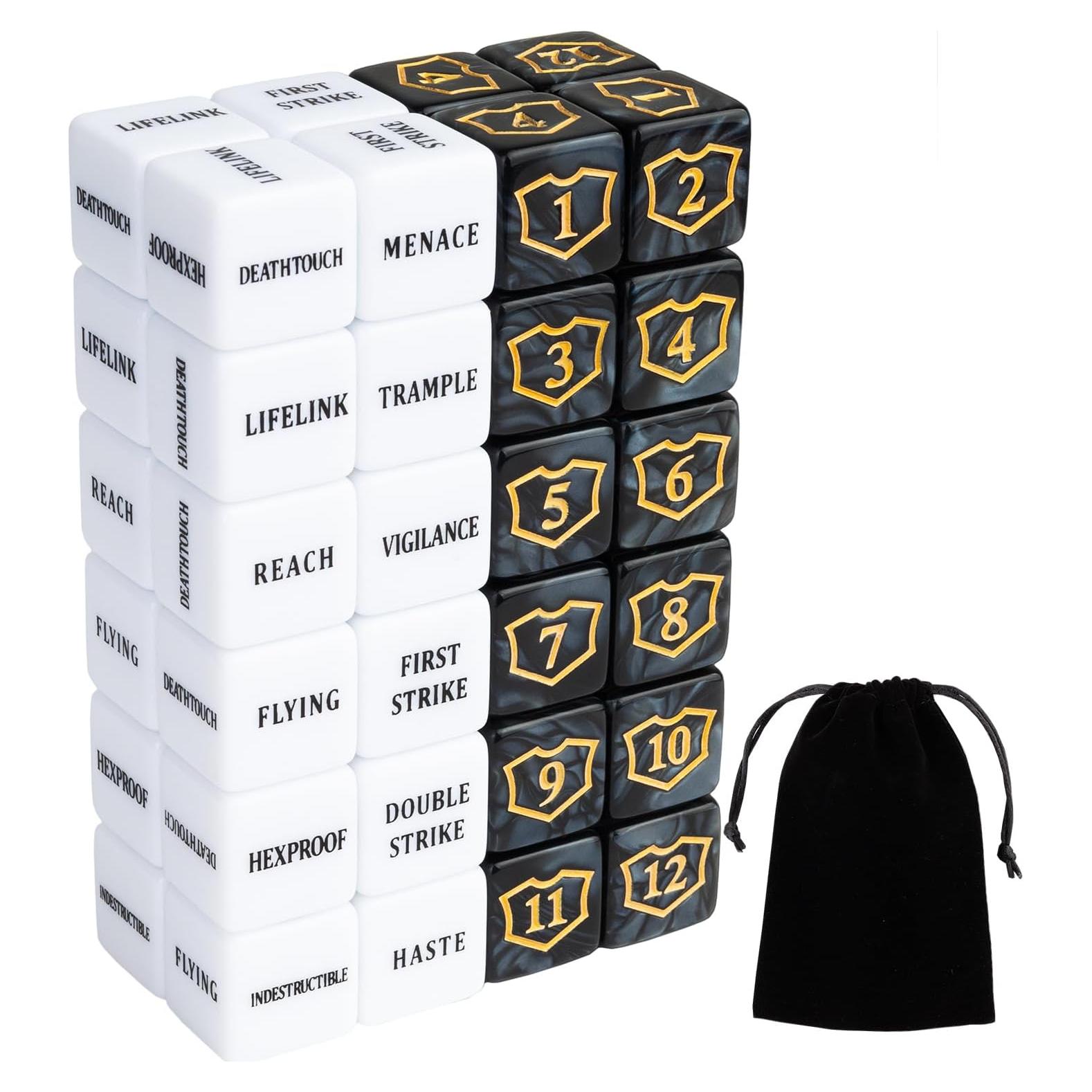 48 Piezas Contadores Dados MTG LAMJAM Acrílico Negro